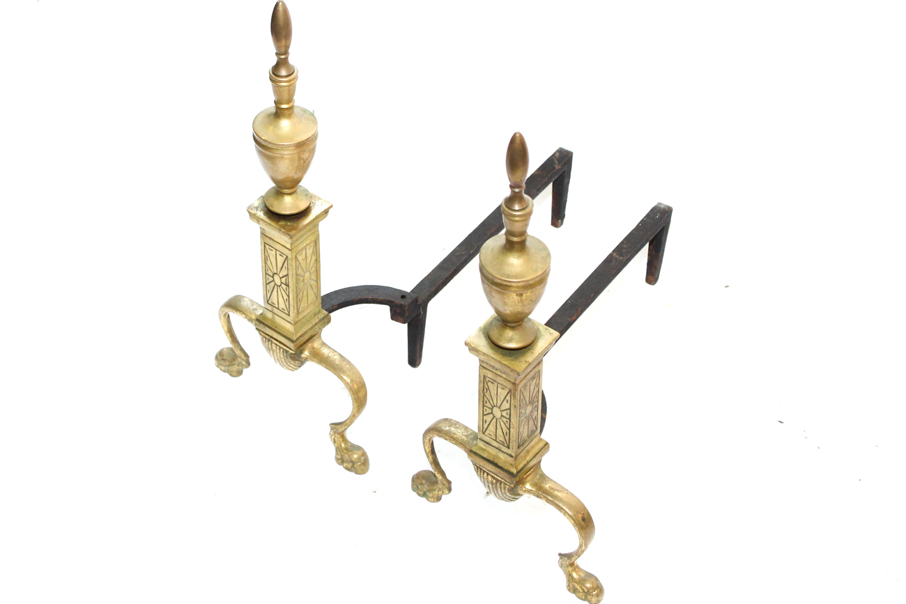 Pair of Vintage Brass Andirons