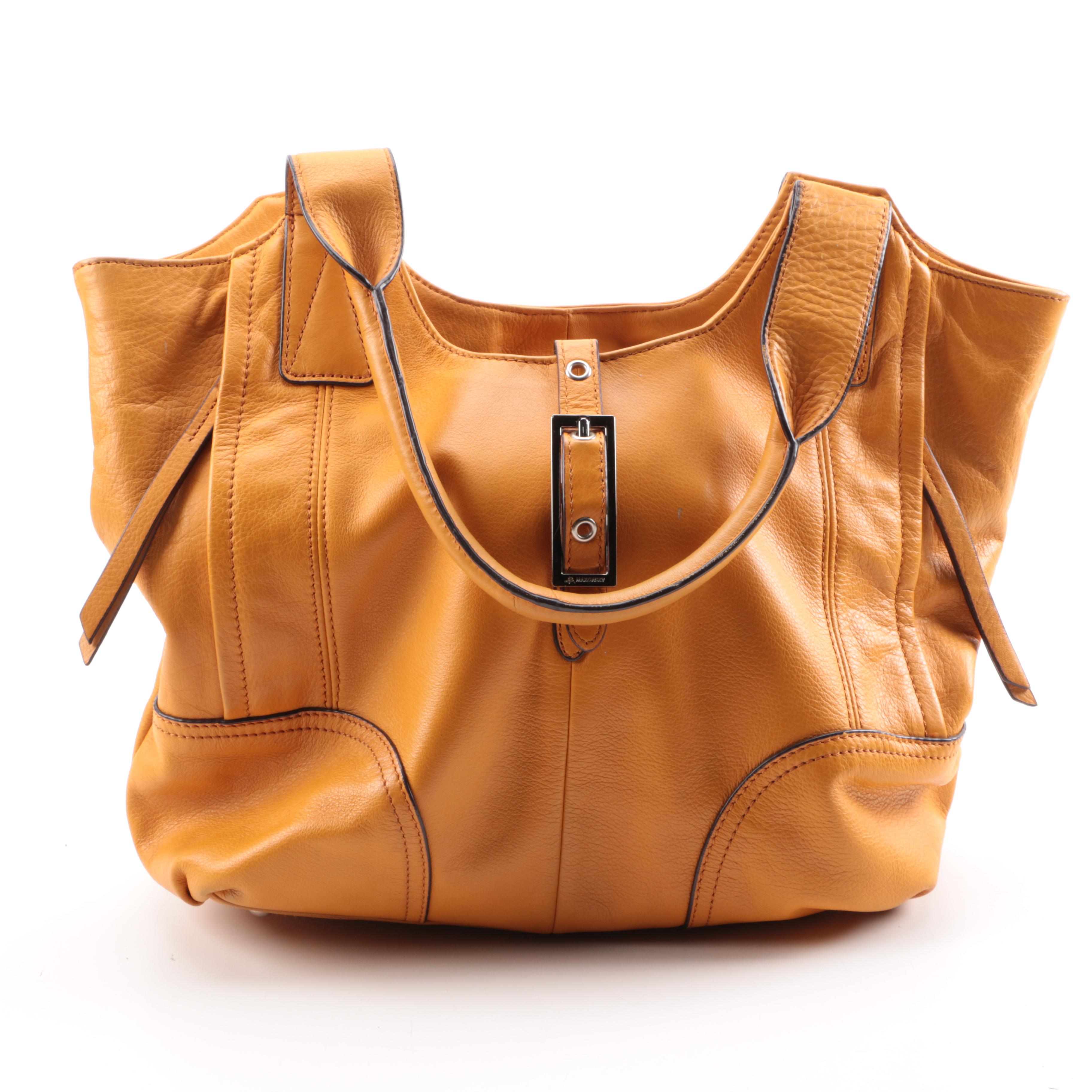 B. Makowsky Orange Leather Shoulder Satchel