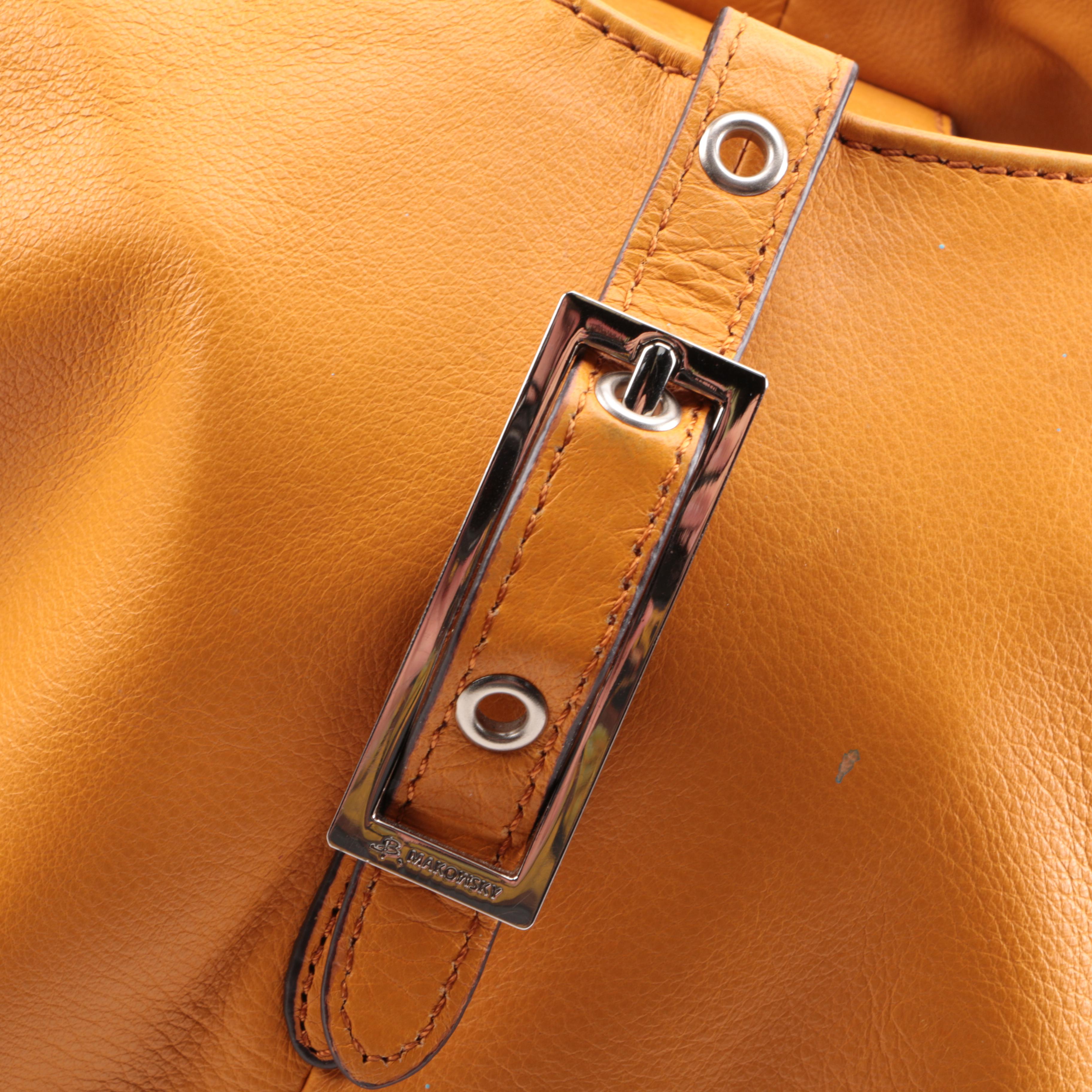 B. Makowsky Orange Leather Shoulder Satchel