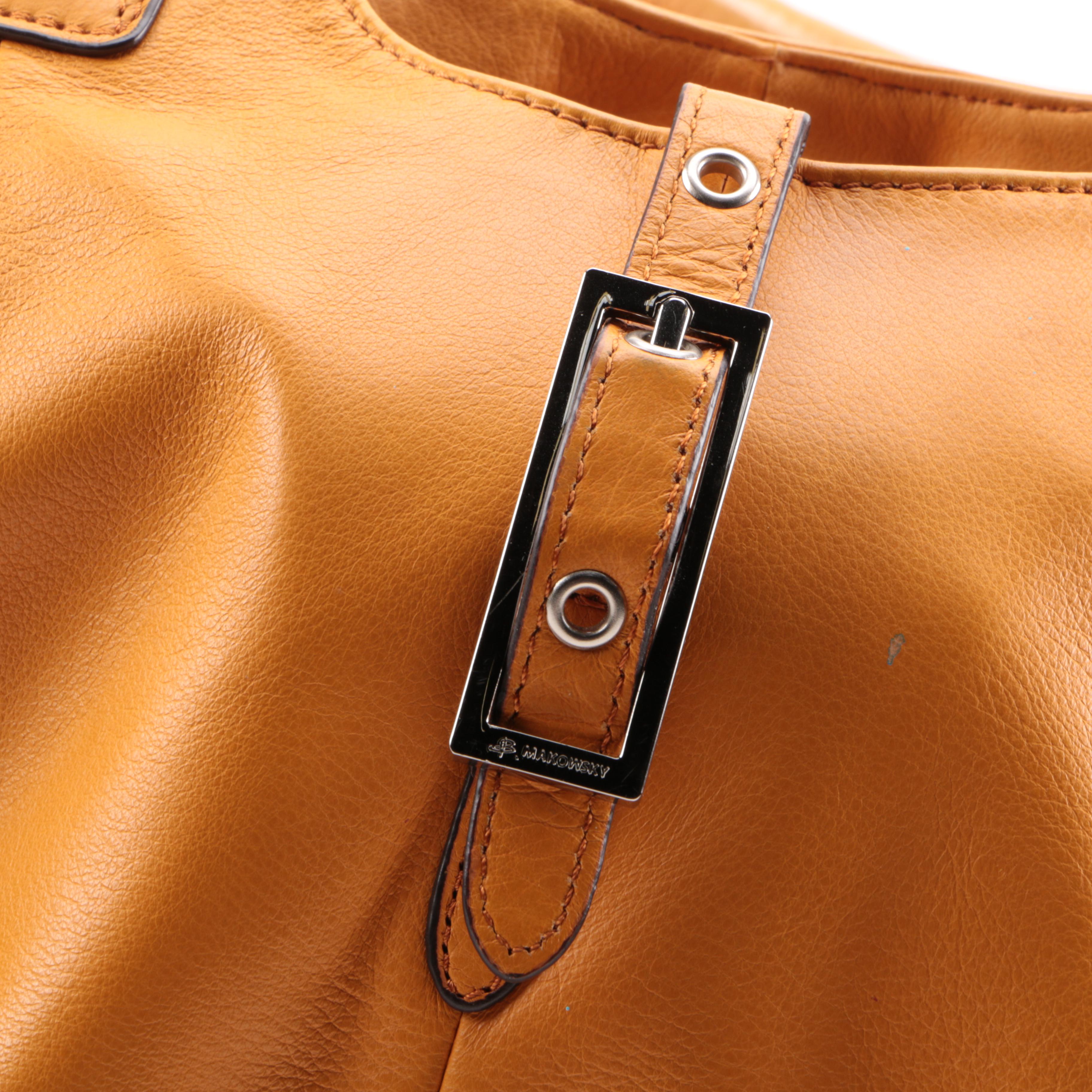 B. Makowsky Orange Leather Shoulder Satchel