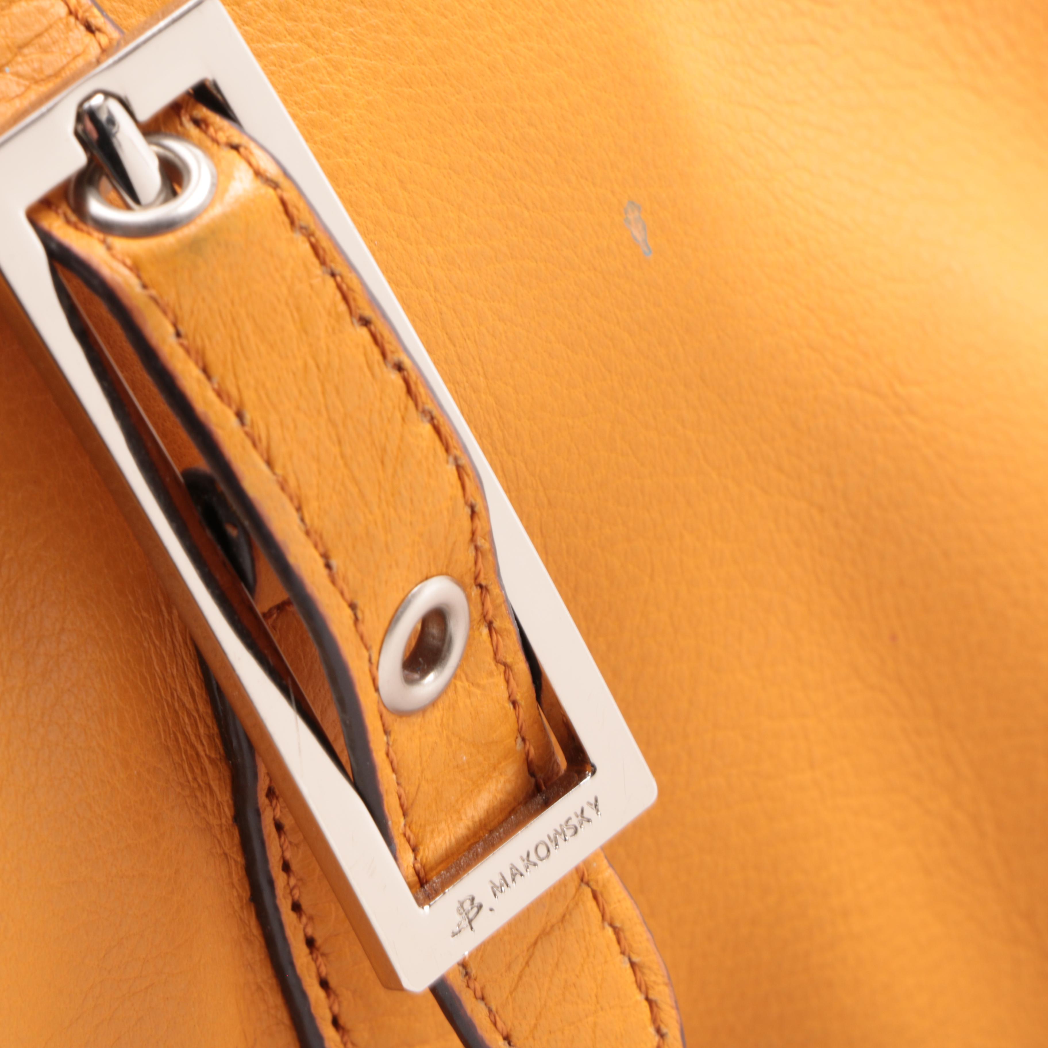 B. Makowsky Orange Leather Shoulder Satchel