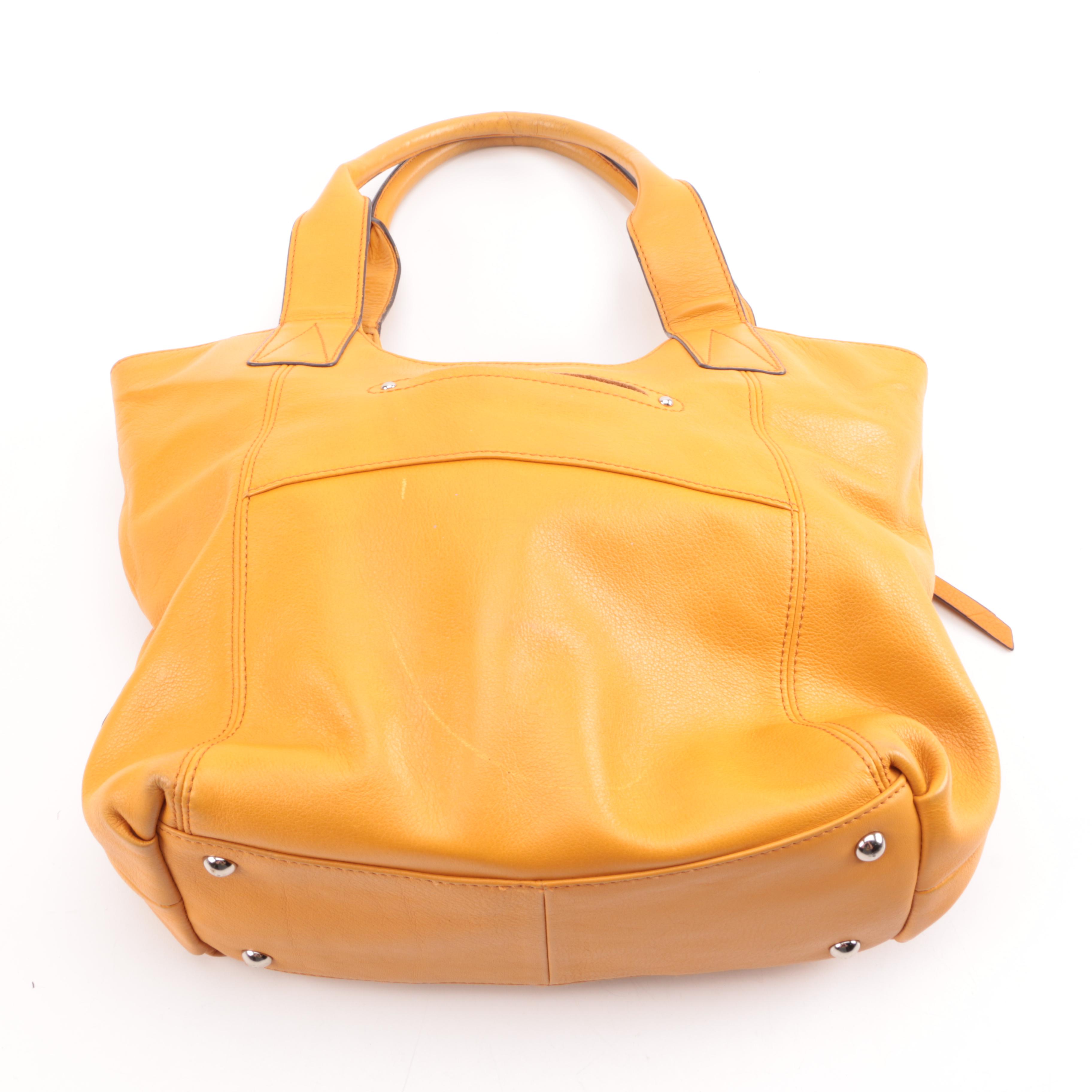 B. Makowsky Orange Leather Shoulder Satchel