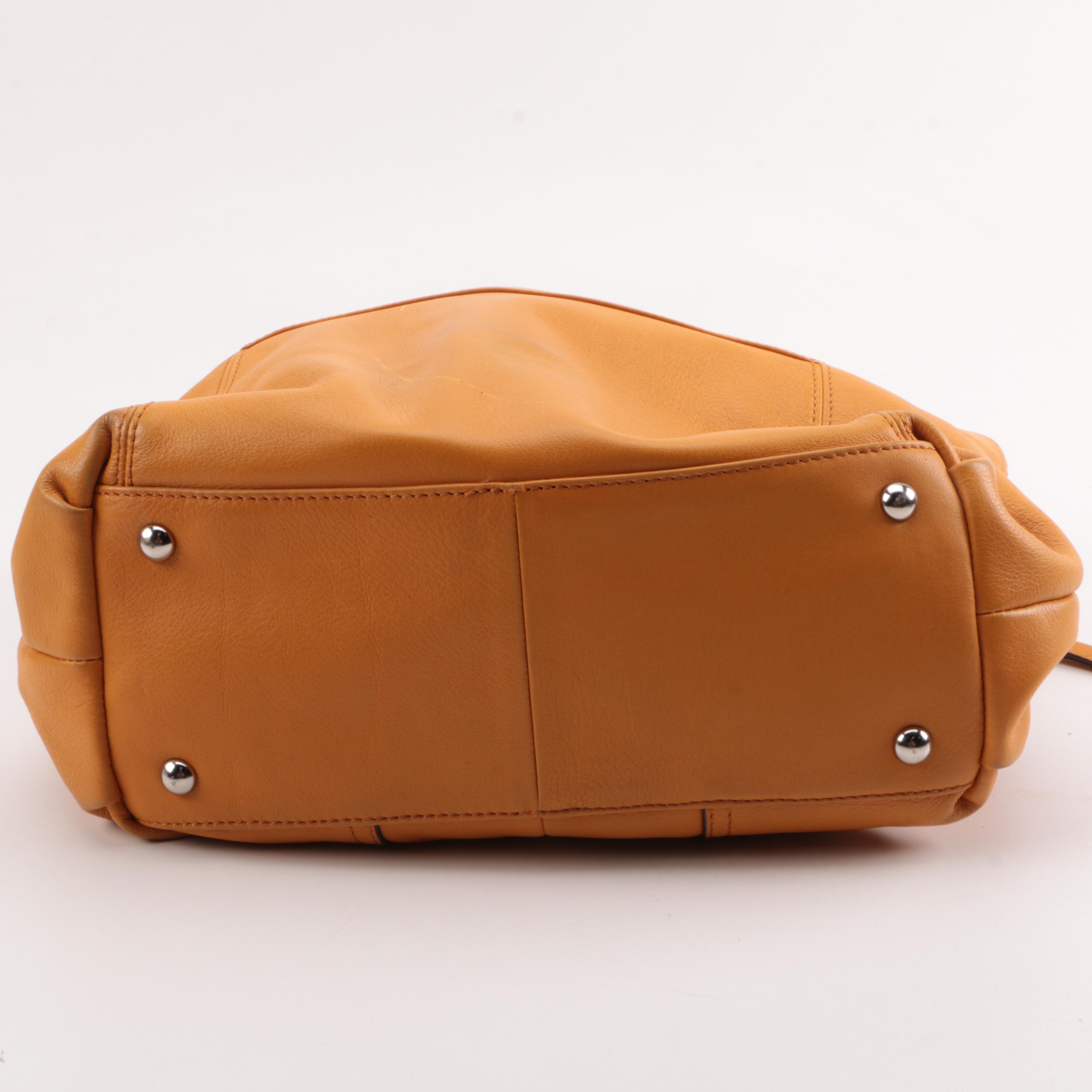 B. Makowsky Orange Leather Shoulder Satchel