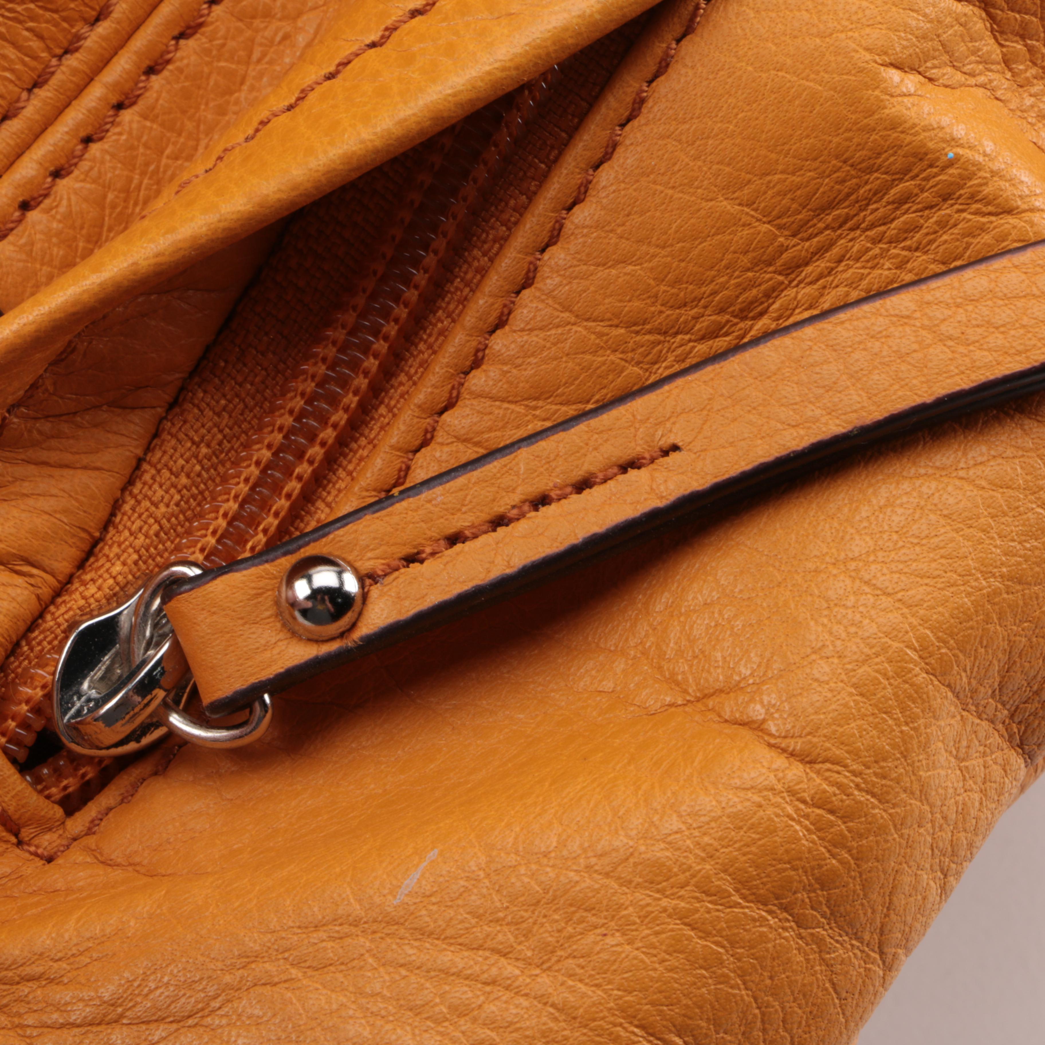 B. Makowsky Orange Leather Shoulder Satchel