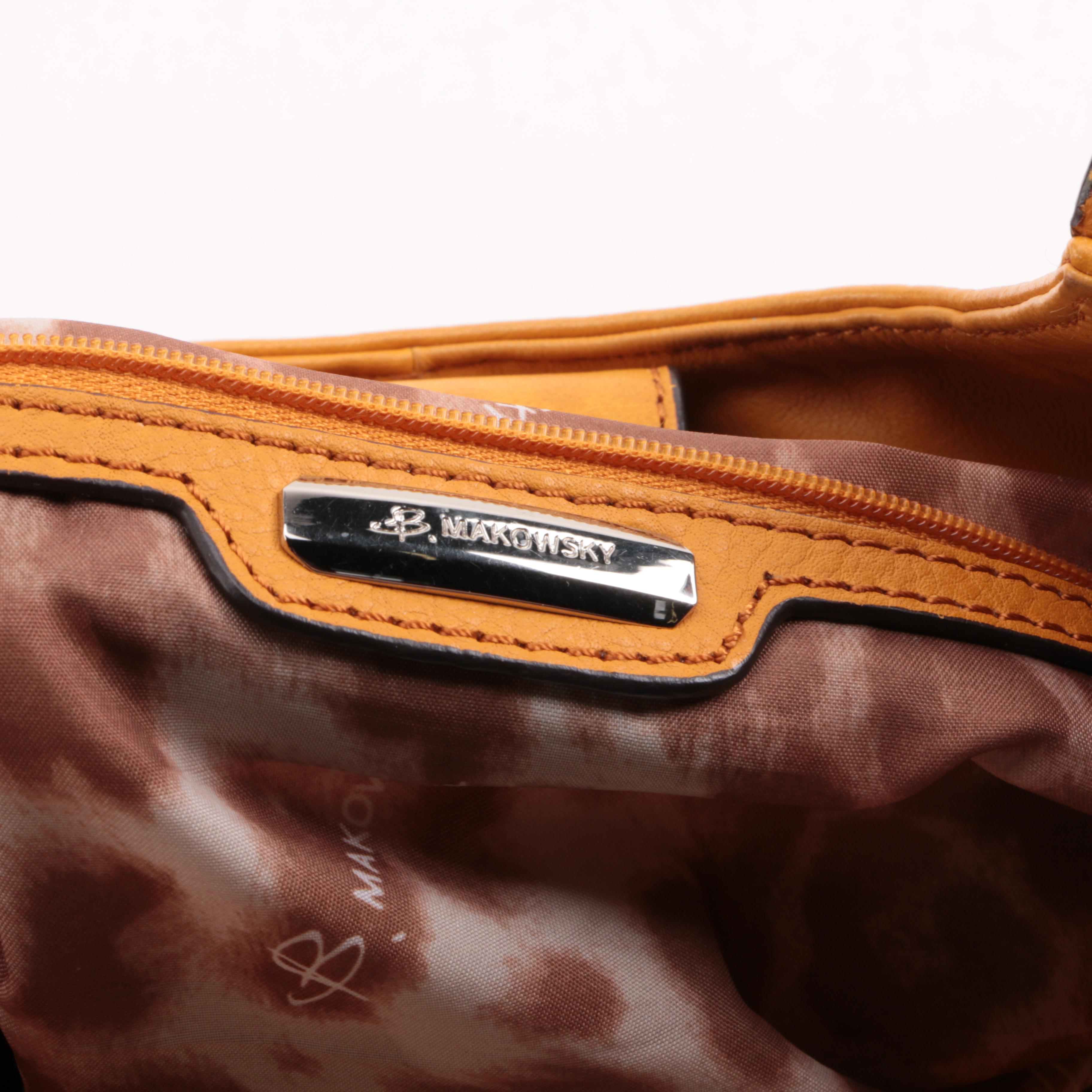 B. Makowsky Orange Leather Shoulder Satchel