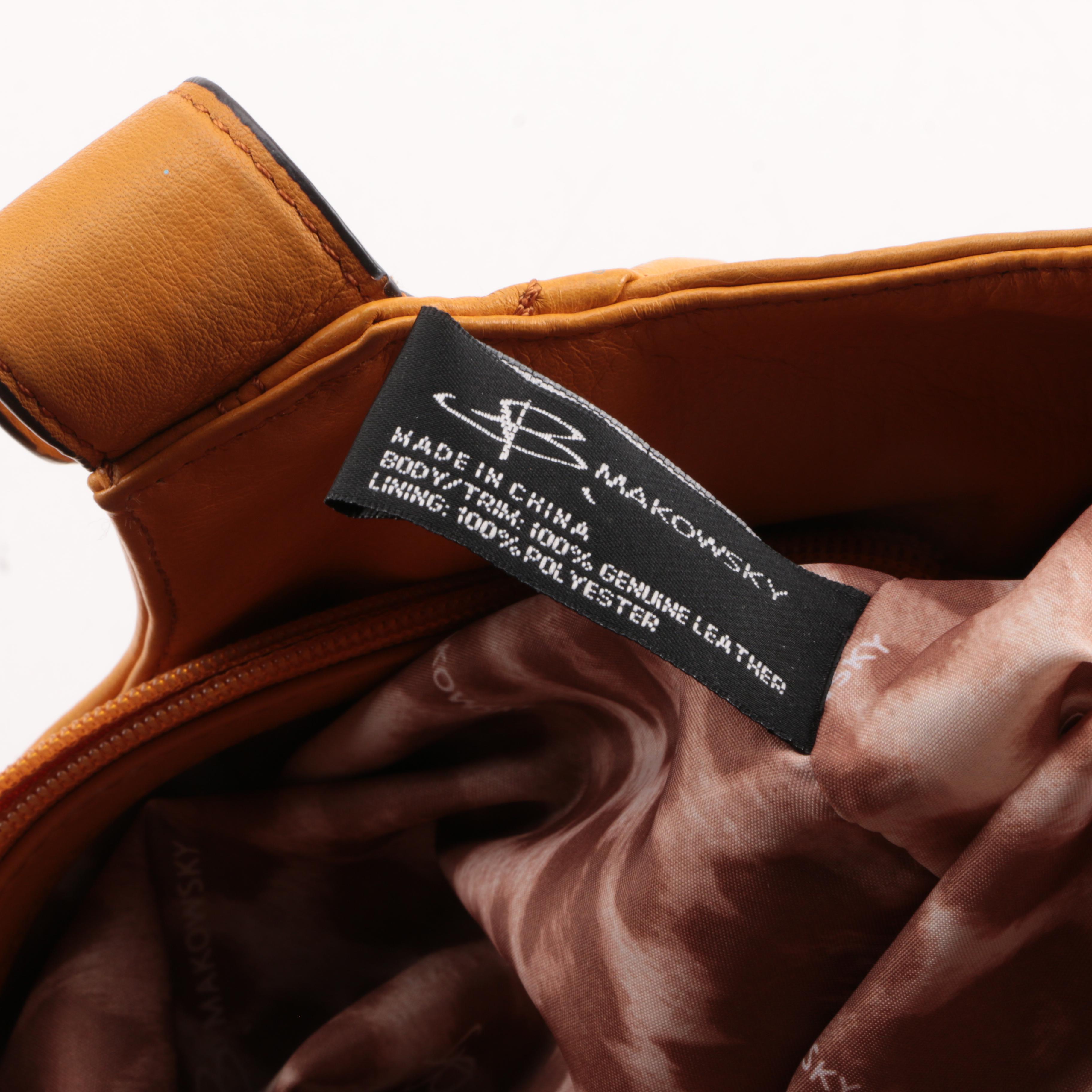 B. Makowsky Orange Leather Shoulder Satchel