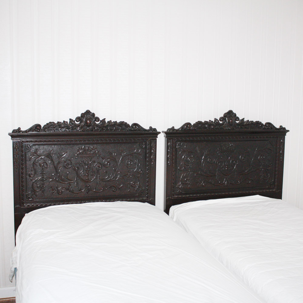 Louis XVI Inspired Carved Twin Beds