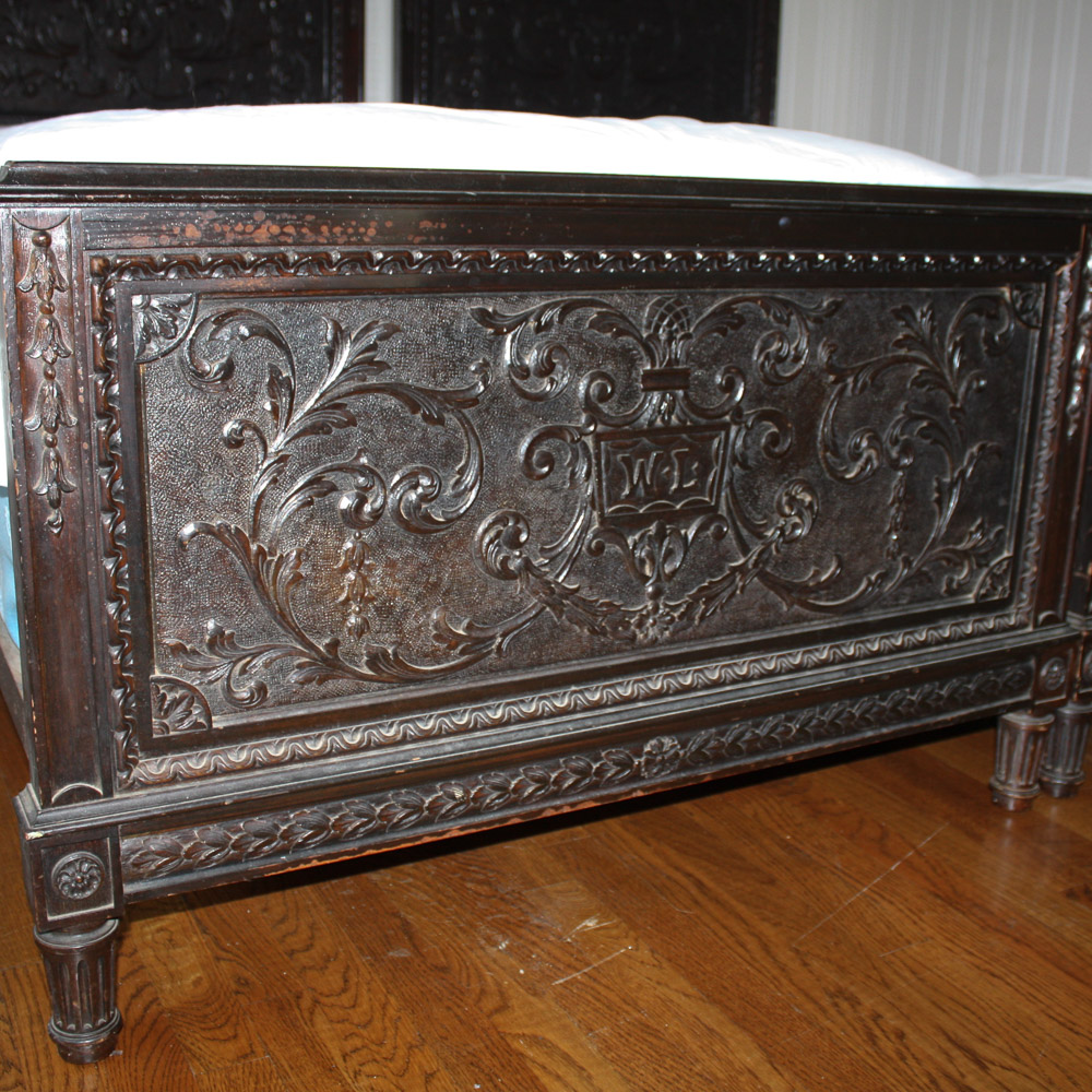 Louis XVI Inspired Carved Twin Beds