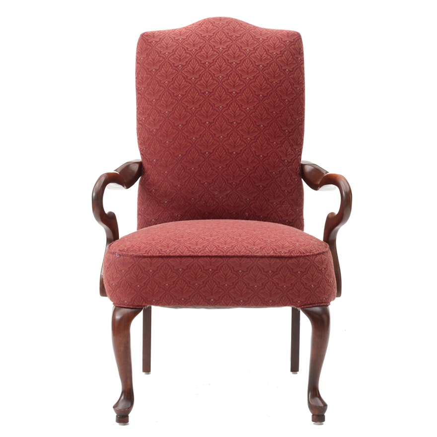 Vintage Red Upholstered Arm Chair