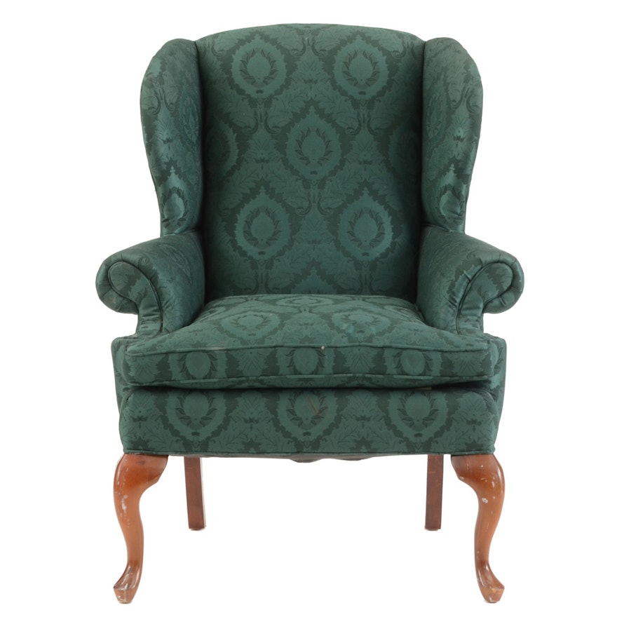Green Upholstered Wingback Chair