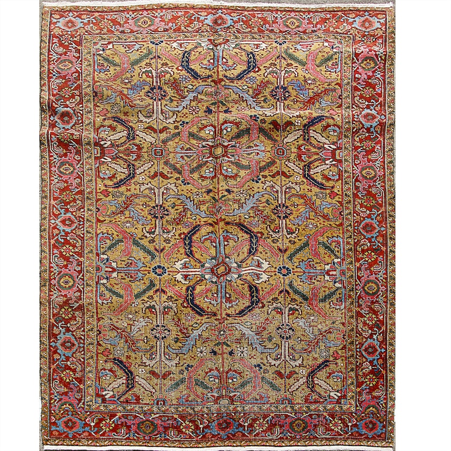Hand Knotted Persian Heriz Area Rug