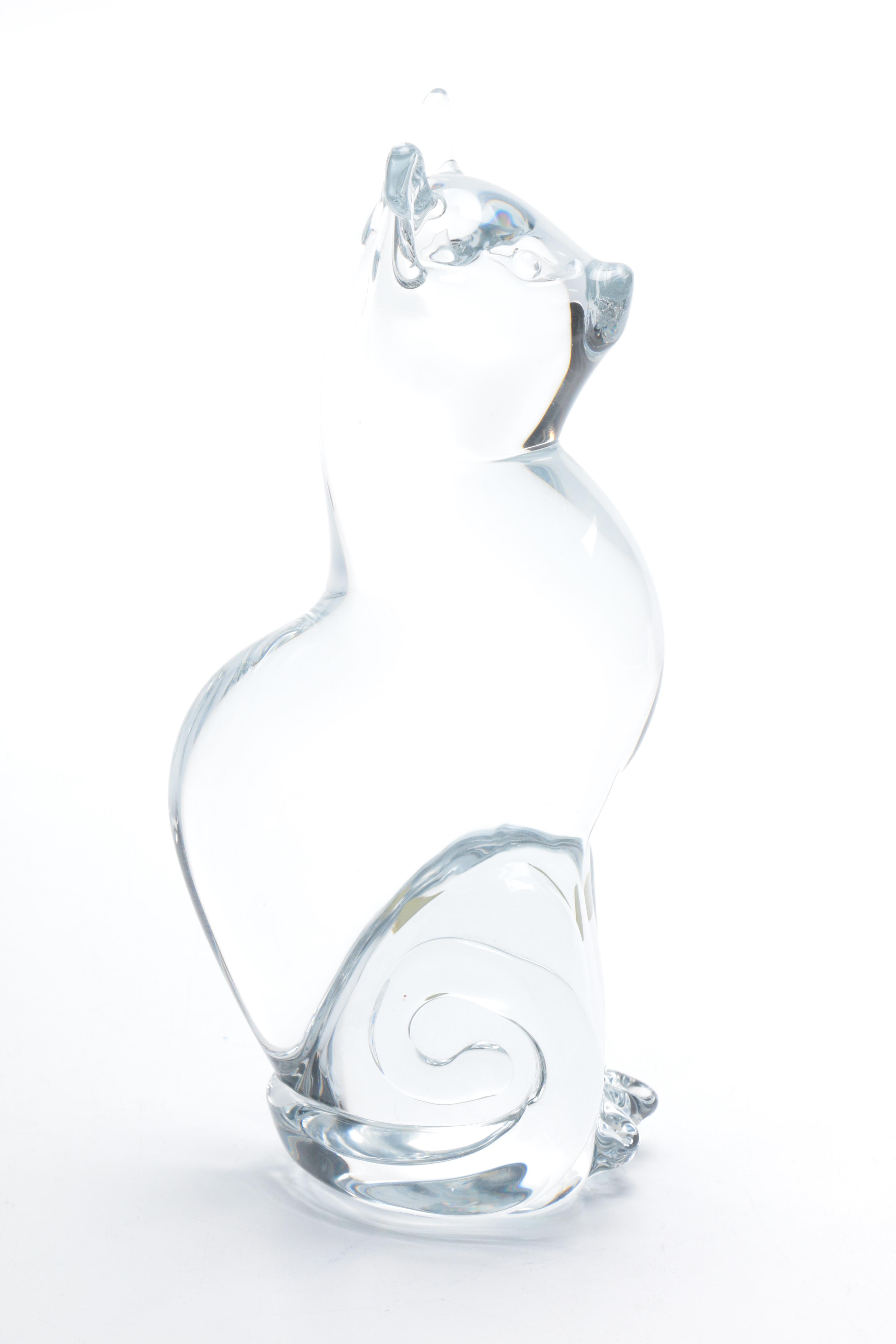 FM Konstglas Crystal Cat Figurine