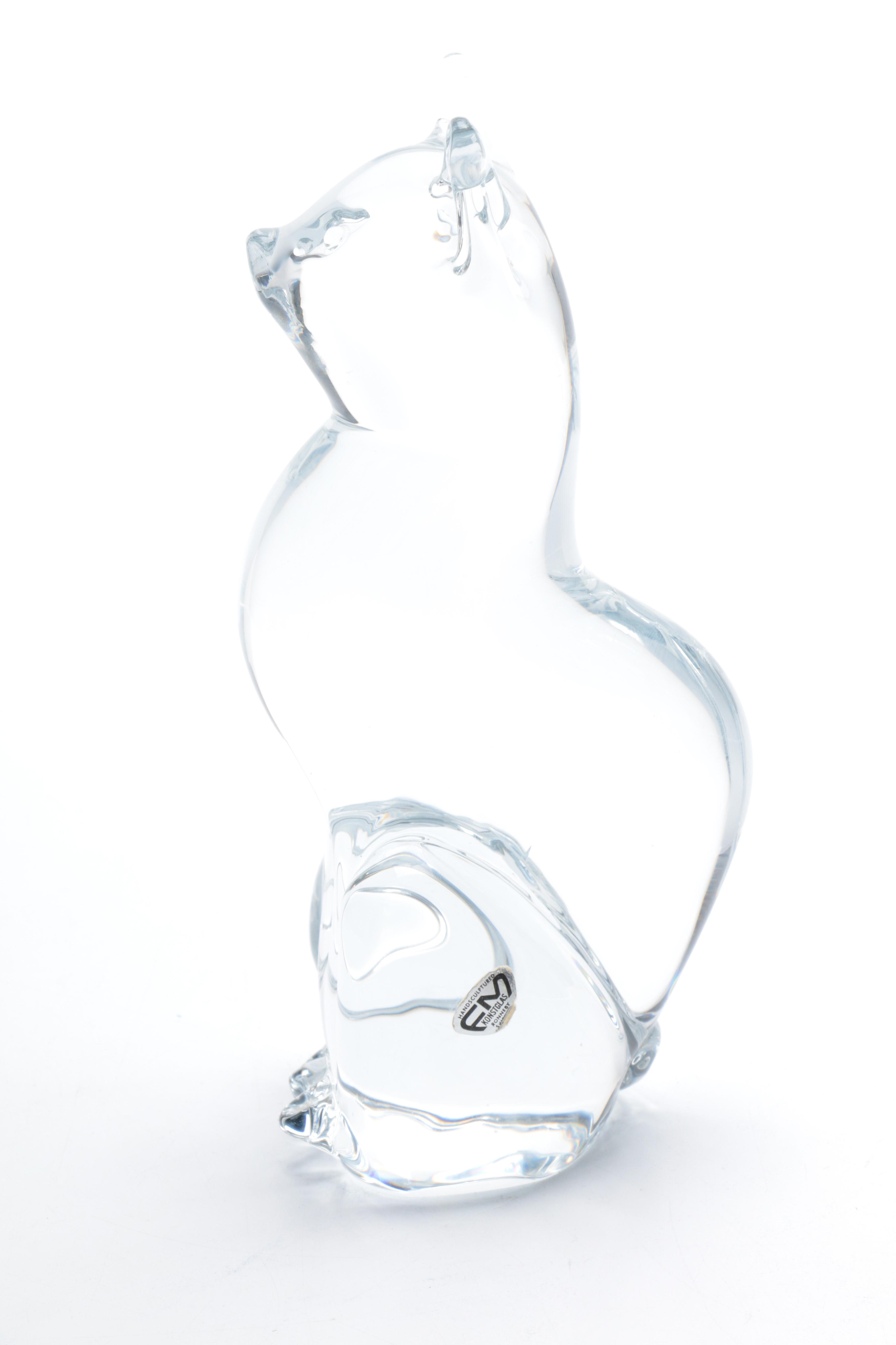 FM Konstglas Crystal Cat Figurine