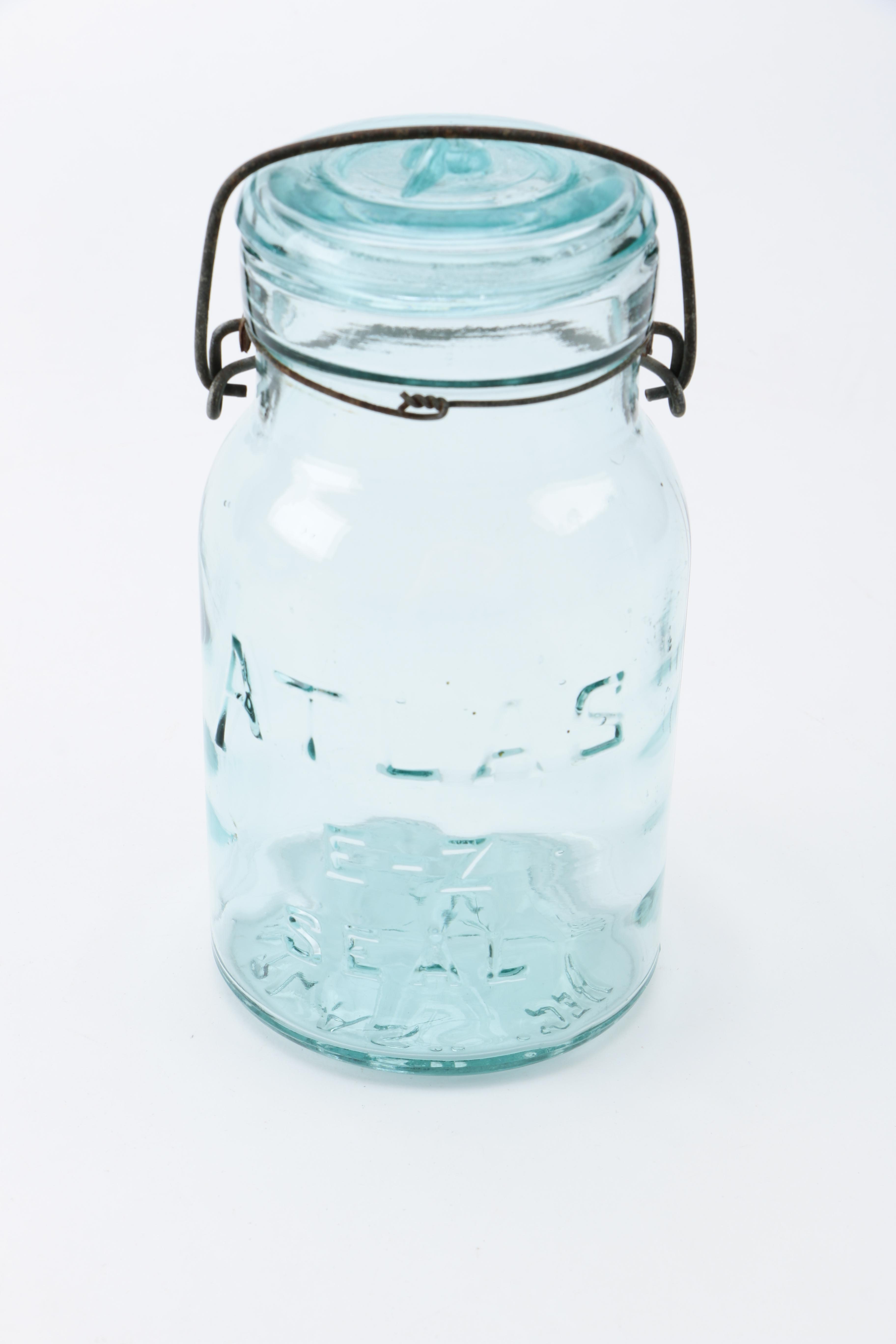 Assorted Glass Mason Jars Including Atlas