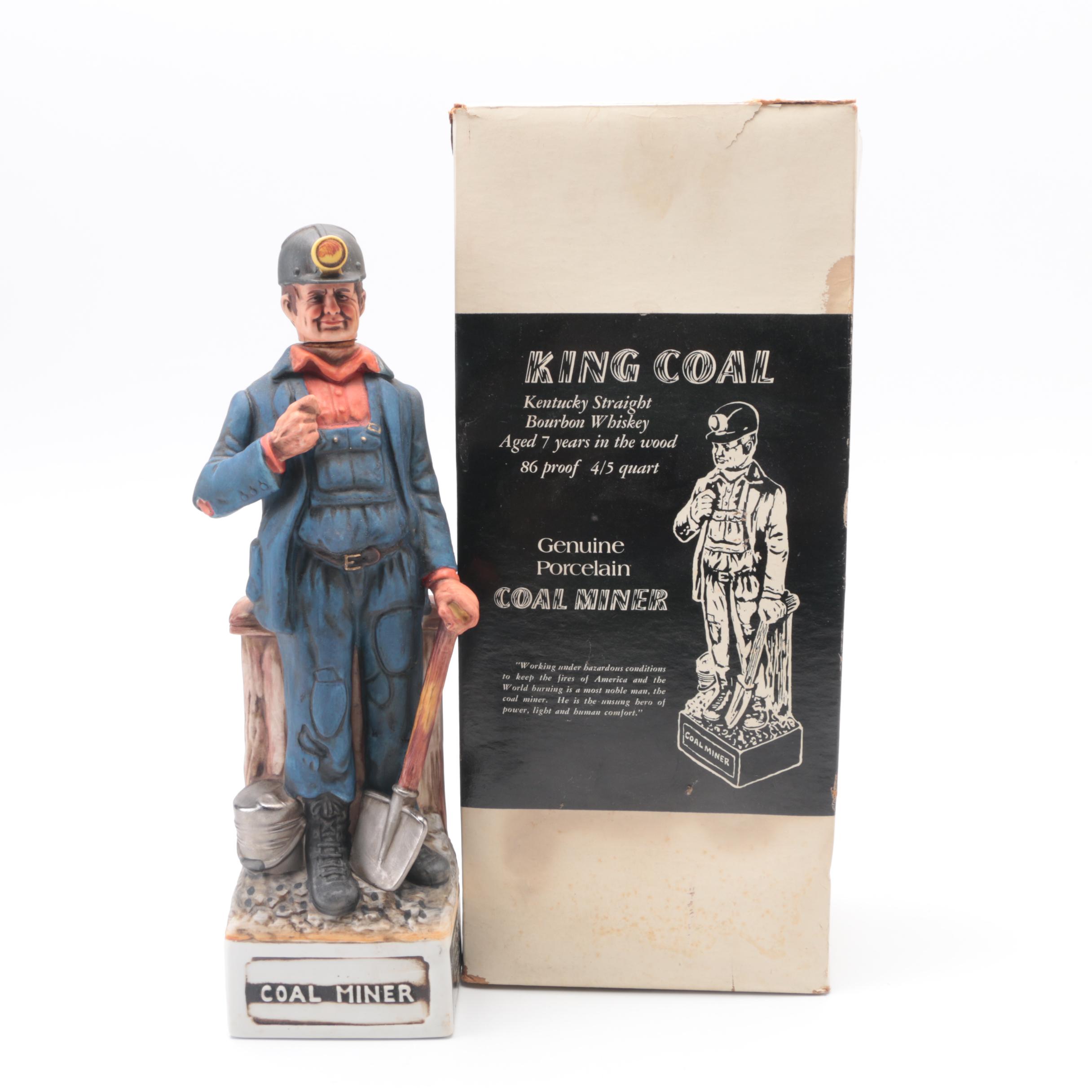 King Coal Porcelain 'Coal Miner' Bourbon Whiskey Bottle