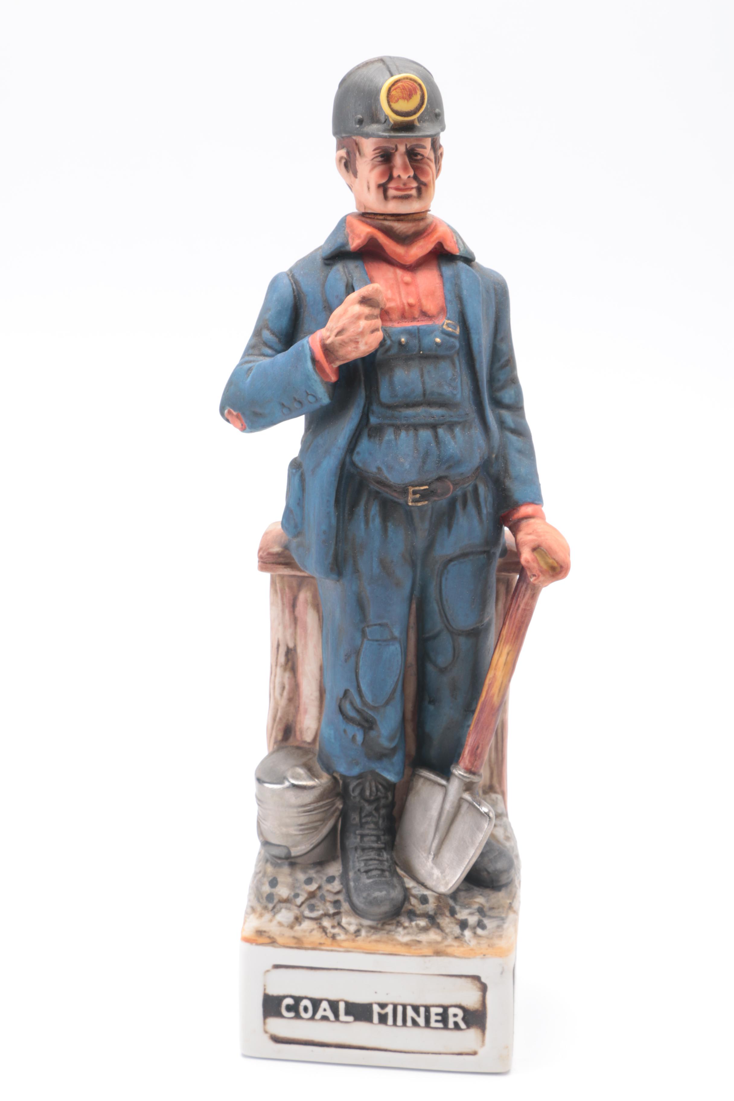 King Coal Porcelain 'Coal Miner' Bourbon Whiskey Bottle