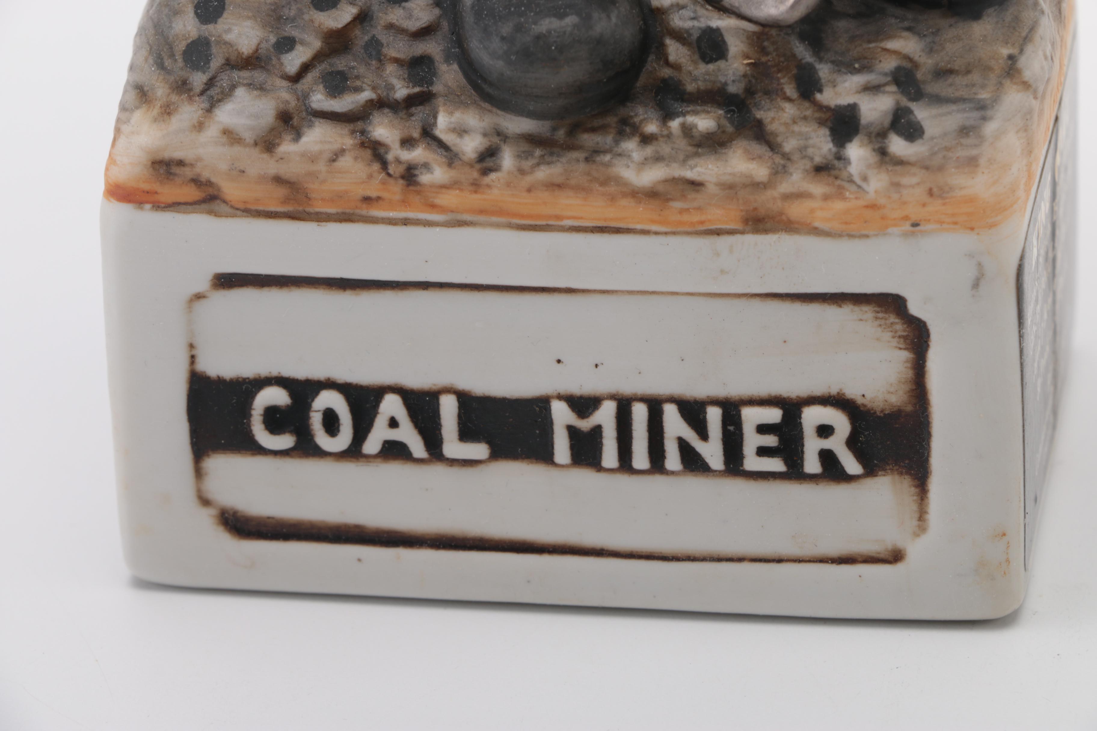 King Coal Porcelain 'Coal Miner' Bourbon Whiskey Bottle