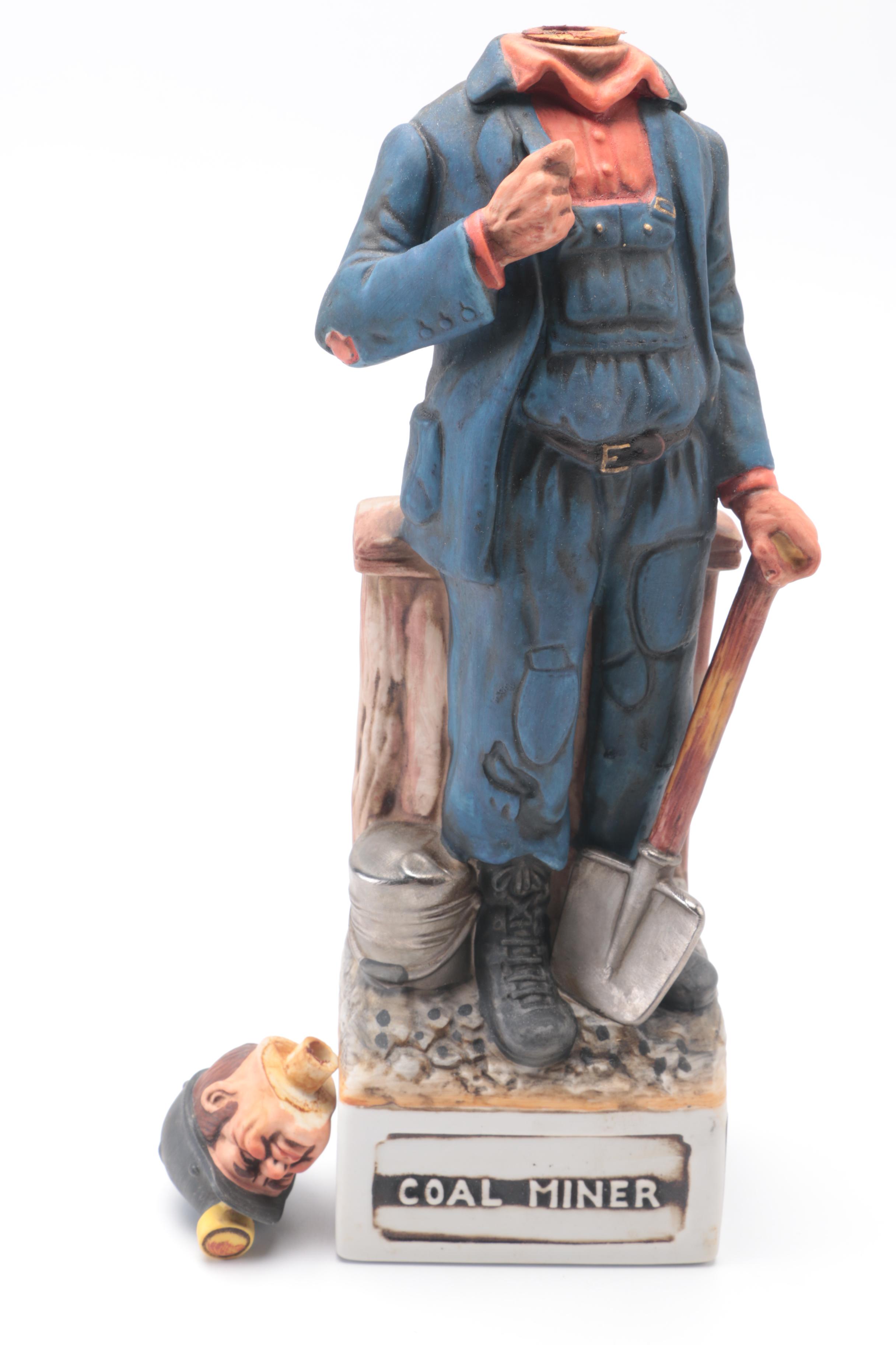 King Coal Porcelain 'Coal Miner' Bourbon Whiskey Bottle
