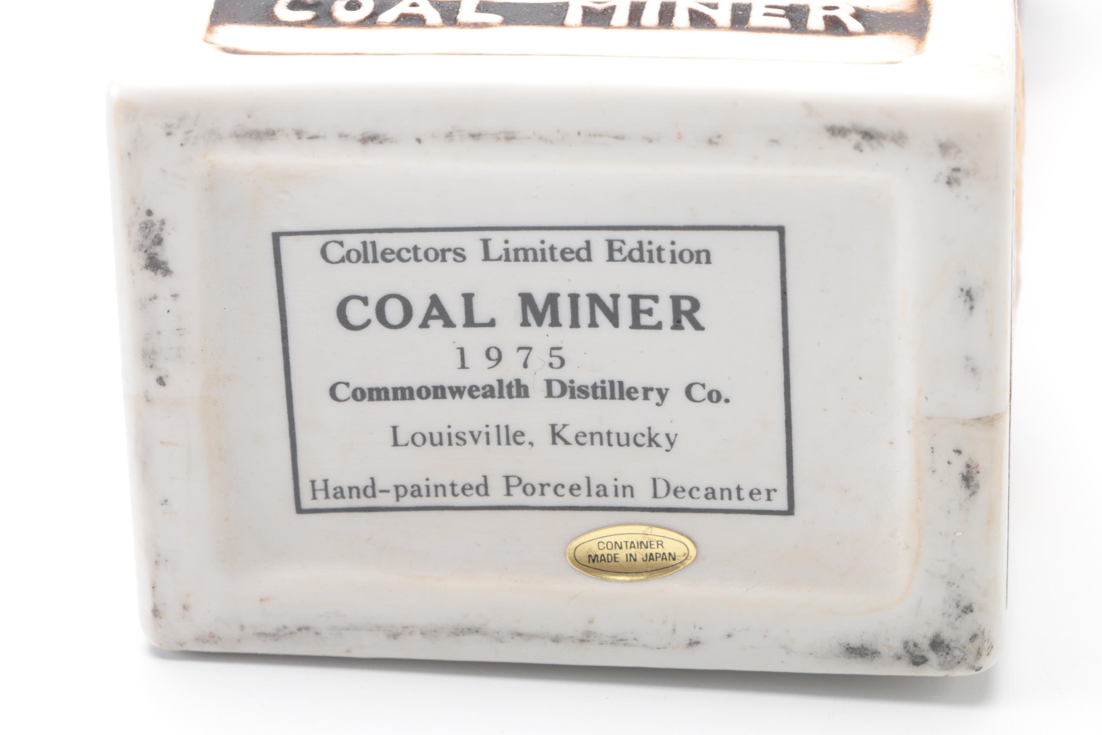King Coal Porcelain 'Coal Miner' Bourbon Whiskey Bottle