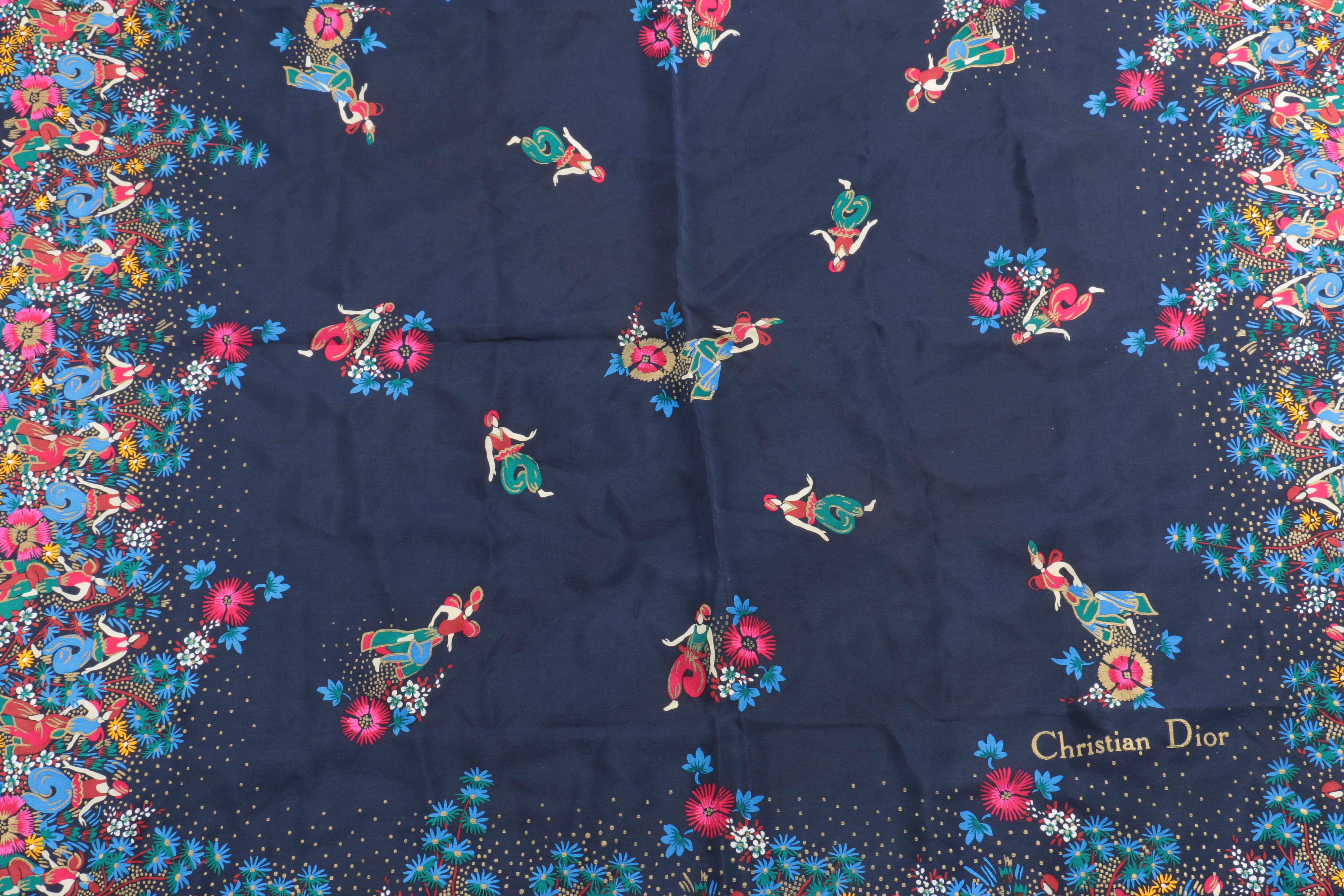 Christian Dior Hand Painted Silk Scarf