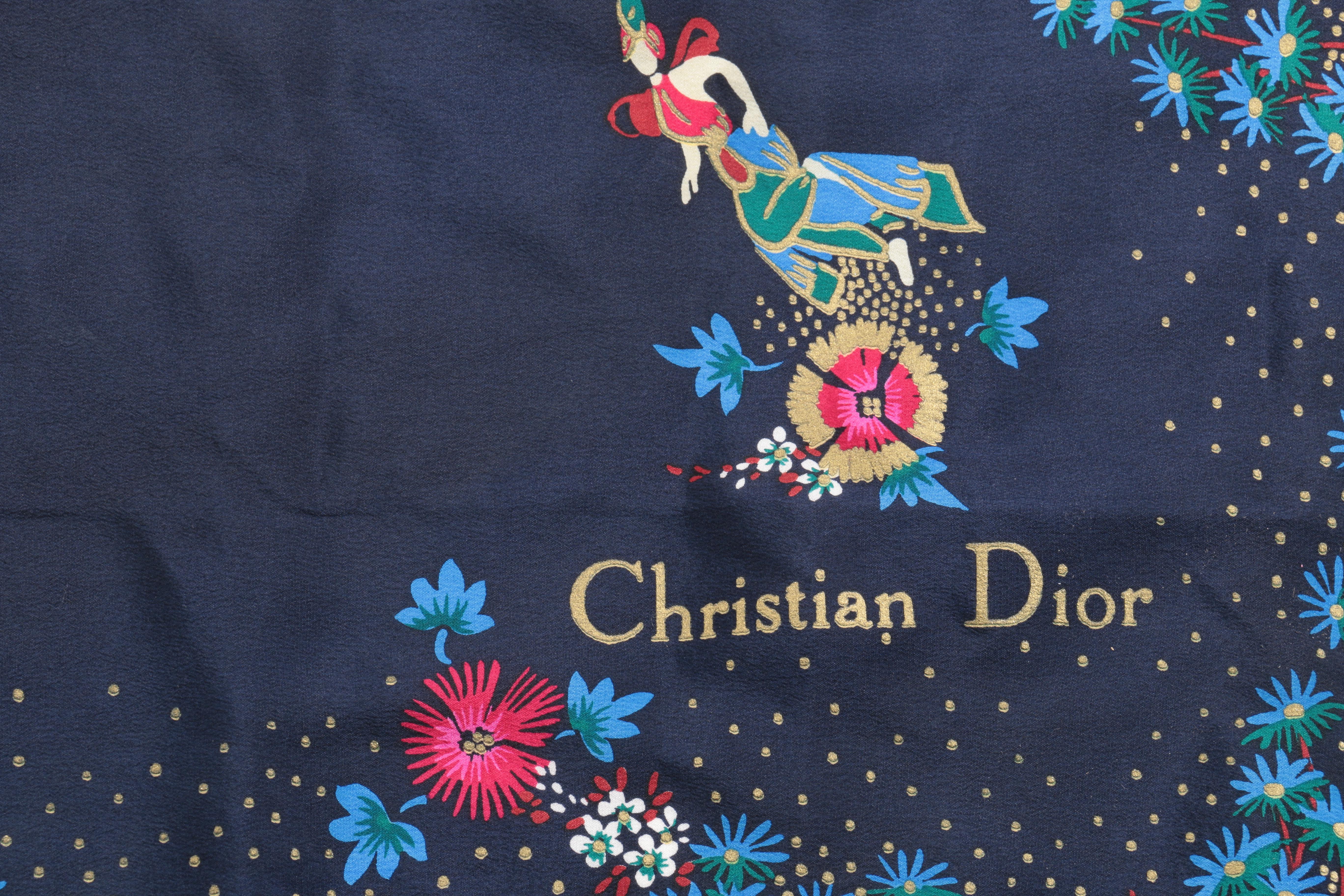 Christian Dior Hand Painted Silk Scarf