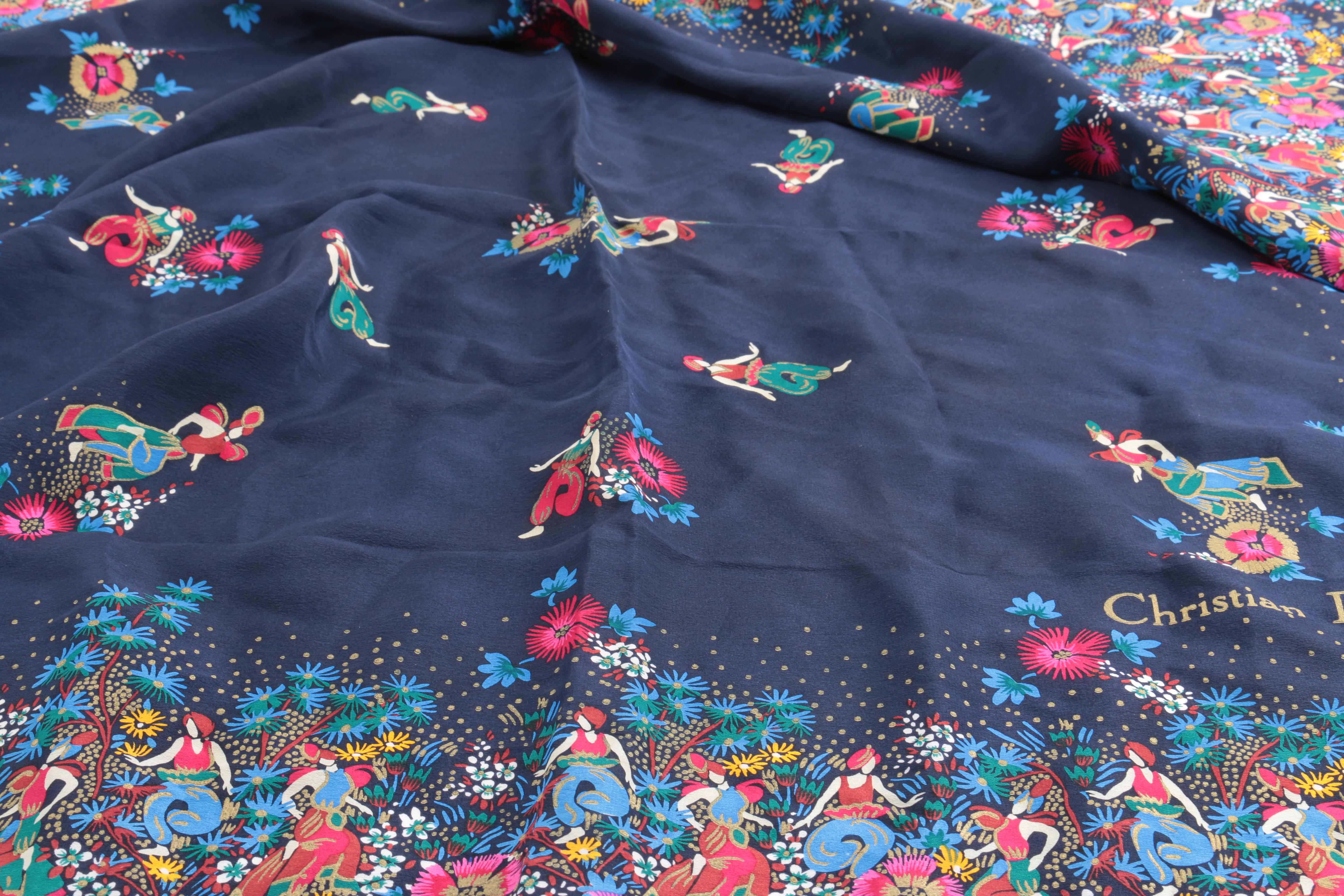 Christian Dior Hand Painted Silk Scarf