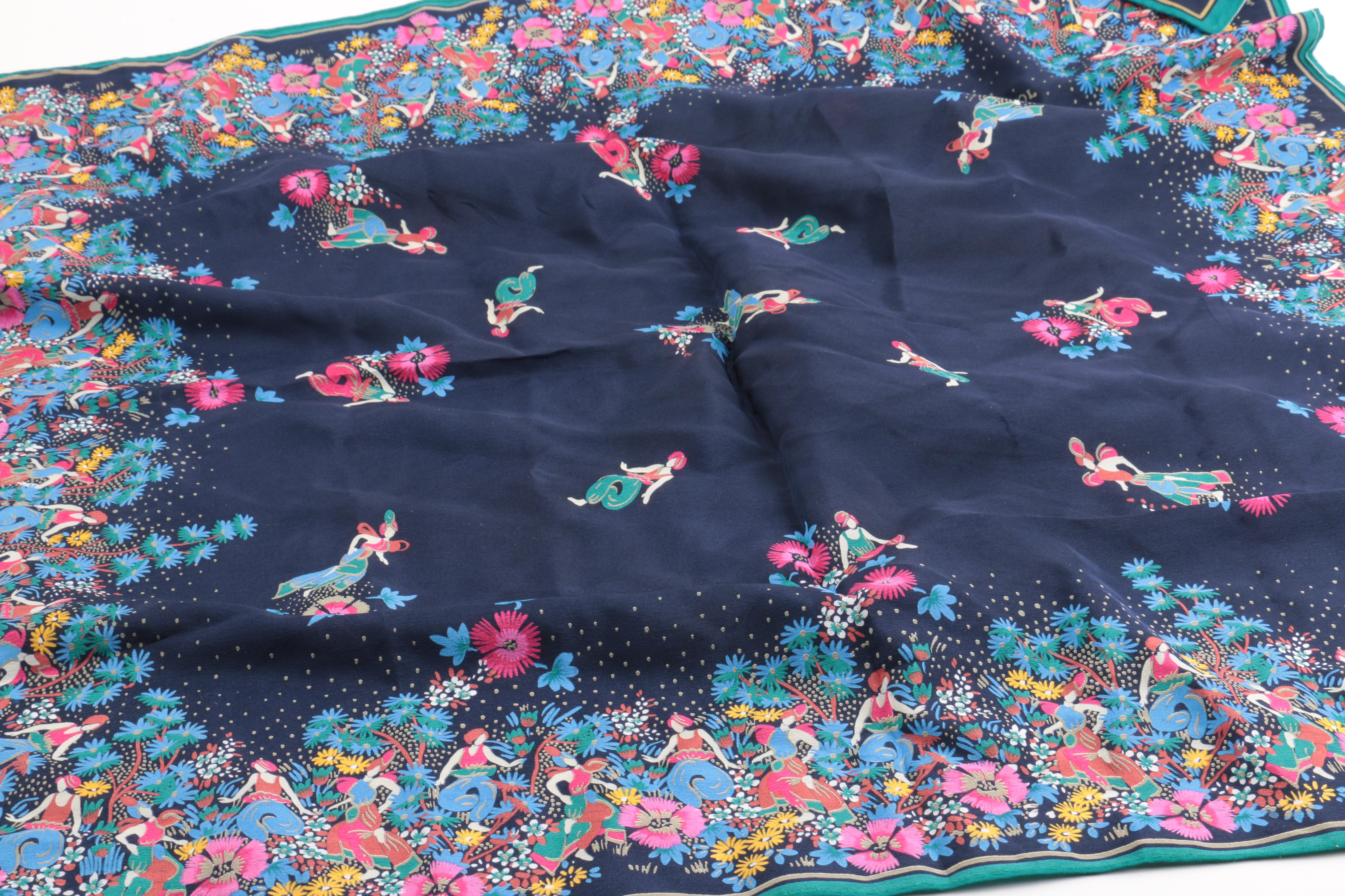 Christian Dior Hand Painted Silk Scarf