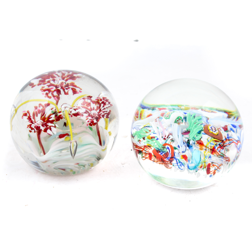 Pair of Art Glass Paperweights by Gentile and Somerset