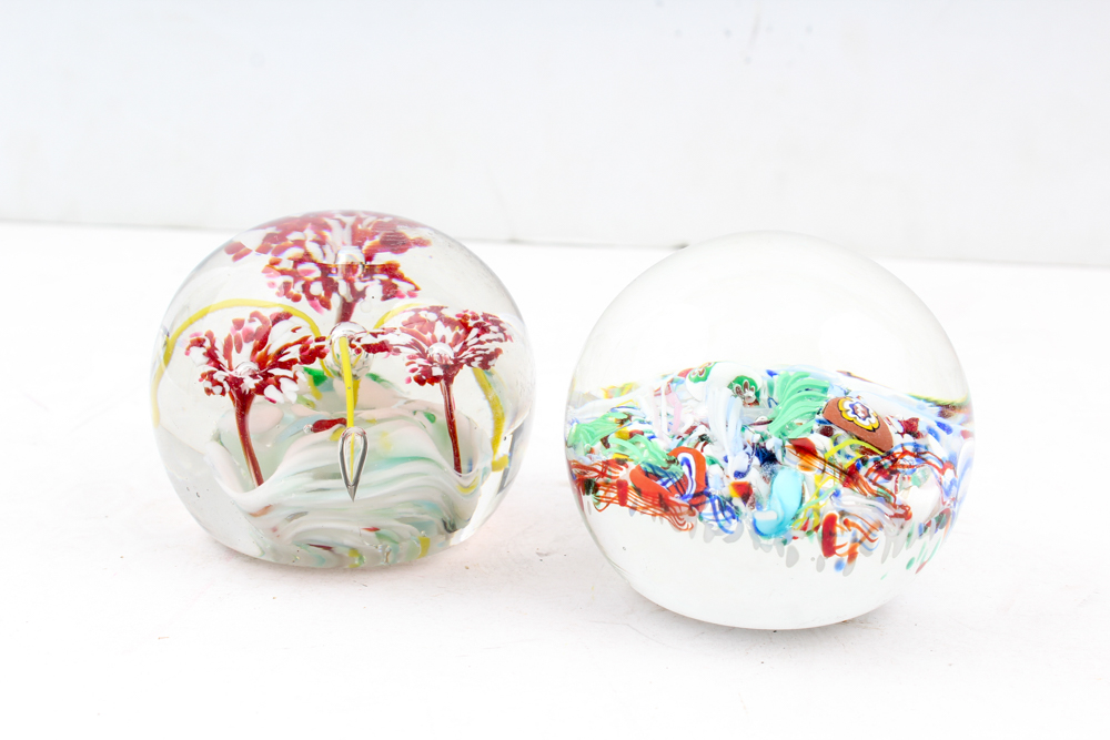 Pair of Art Glass Paperweights by Gentile and Somerset