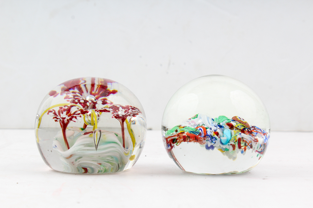 Pair of Art Glass Paperweights by Gentile and Somerset