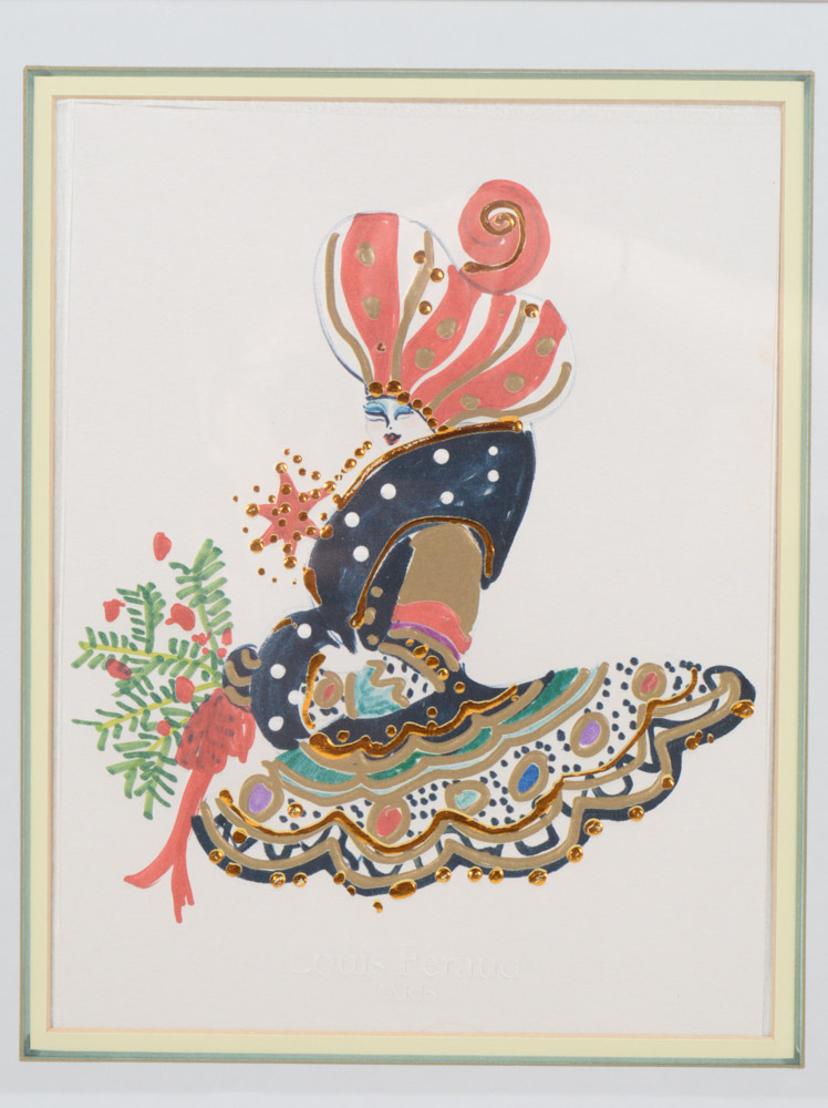 Louis Feraud Hand Embellished Fashion Print