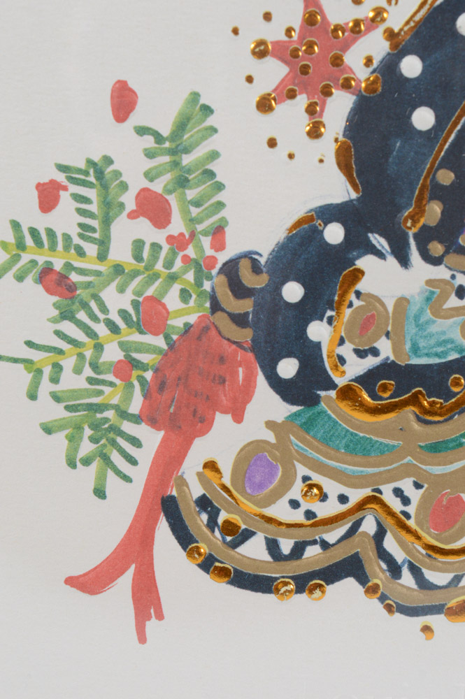 Louis Feraud Hand Embellished Fashion Print