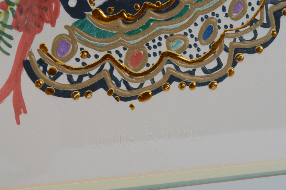 Louis Feraud Hand Embellished Fashion Print