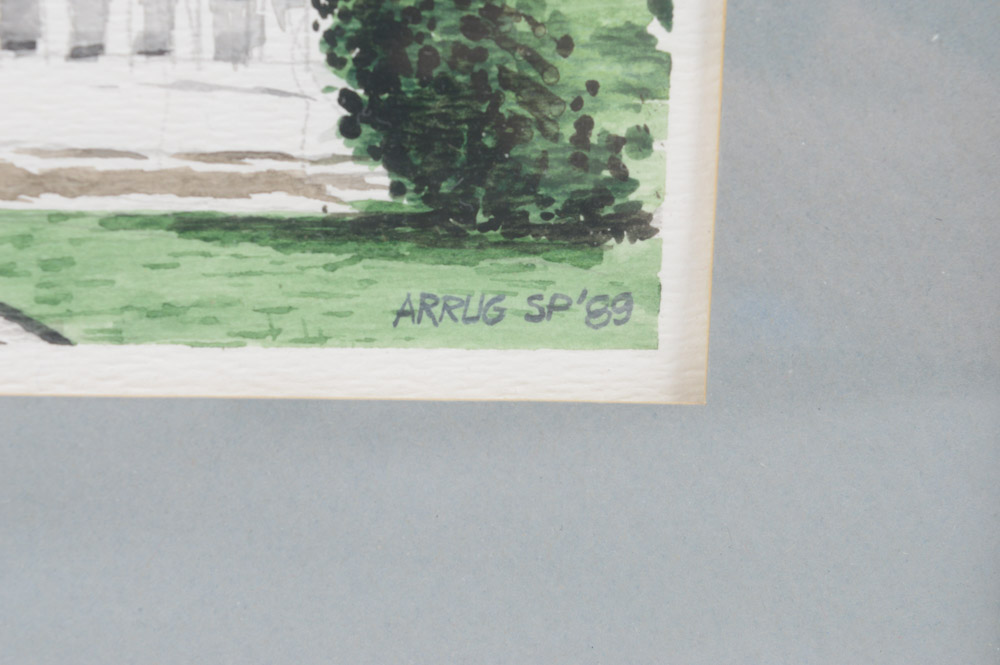 Watercolor Painting "Wat Benjamaborpit"