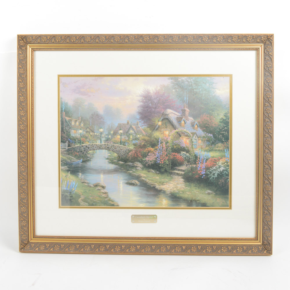 Thomas Kinkade Limited Edition Offset Lithograph "Lamplight Bridge"