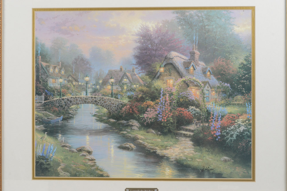 Thomas Kinkade Limited Edition Offset Lithograph "Lamplight Bridge"