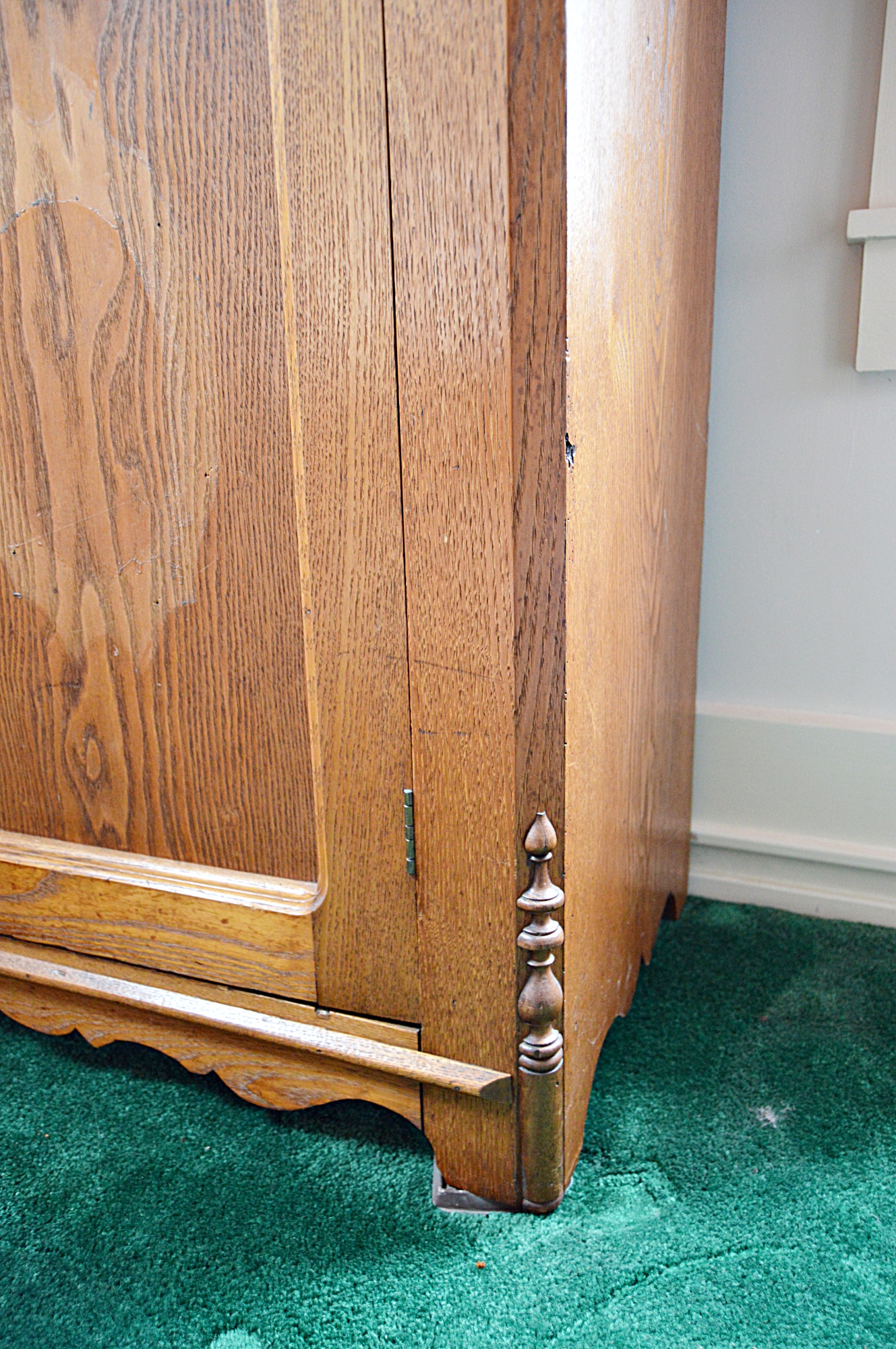Gothic Victorian Chestnut Cabinet and Wall Mirror
