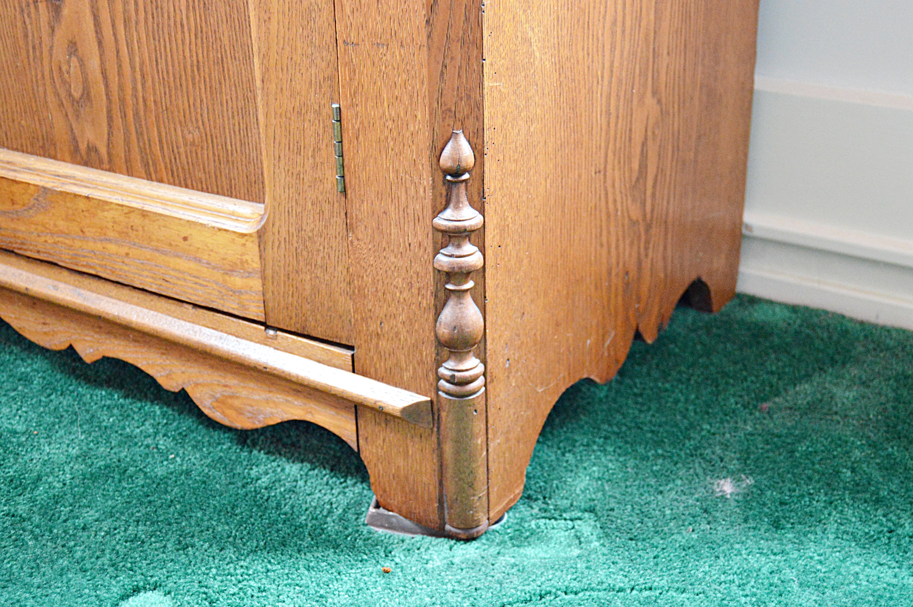 Gothic Victorian Chestnut Cabinet and Wall Mirror