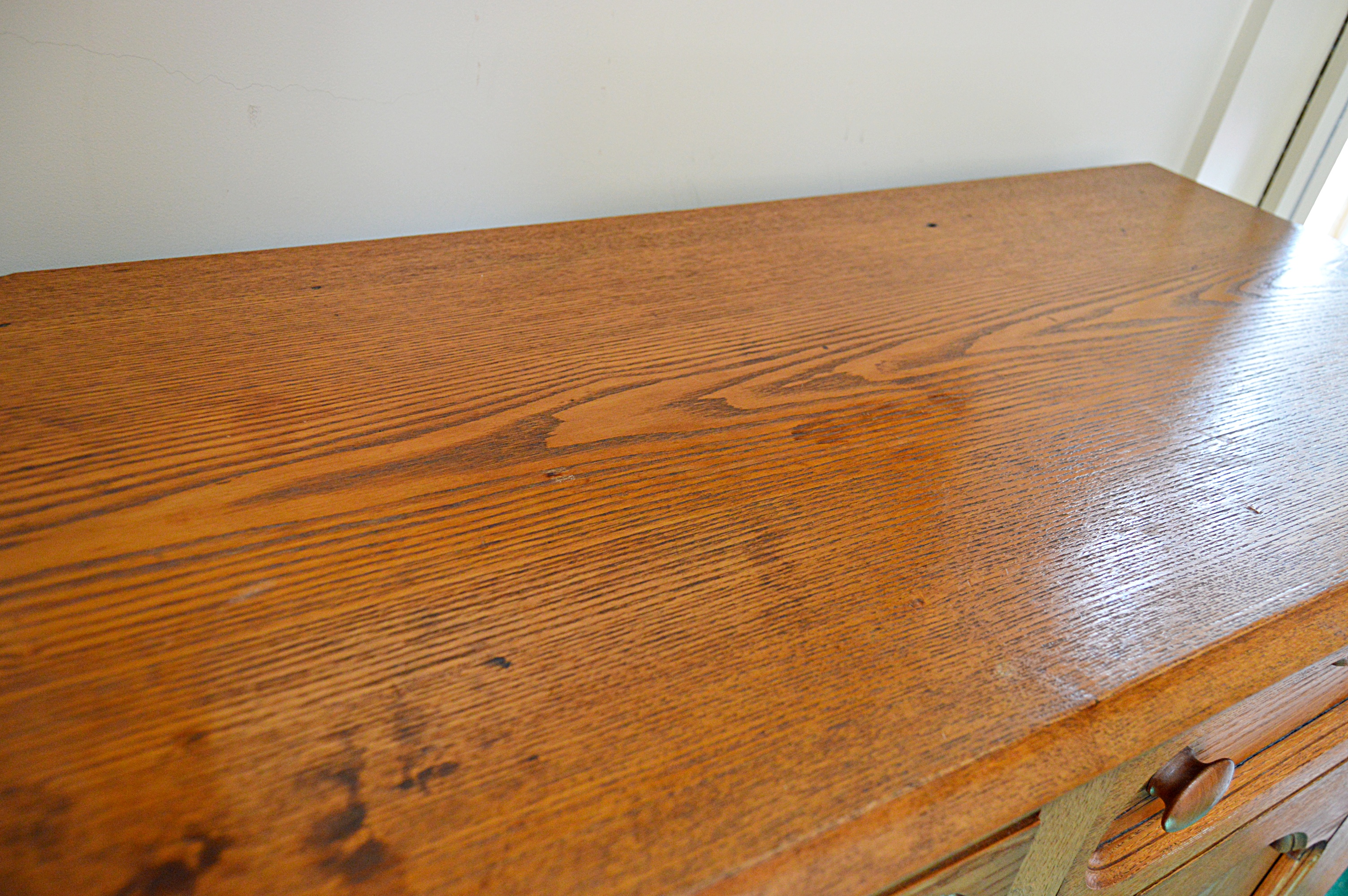 Gothic Victorian Chestnut Cabinet and Wall Mirror
