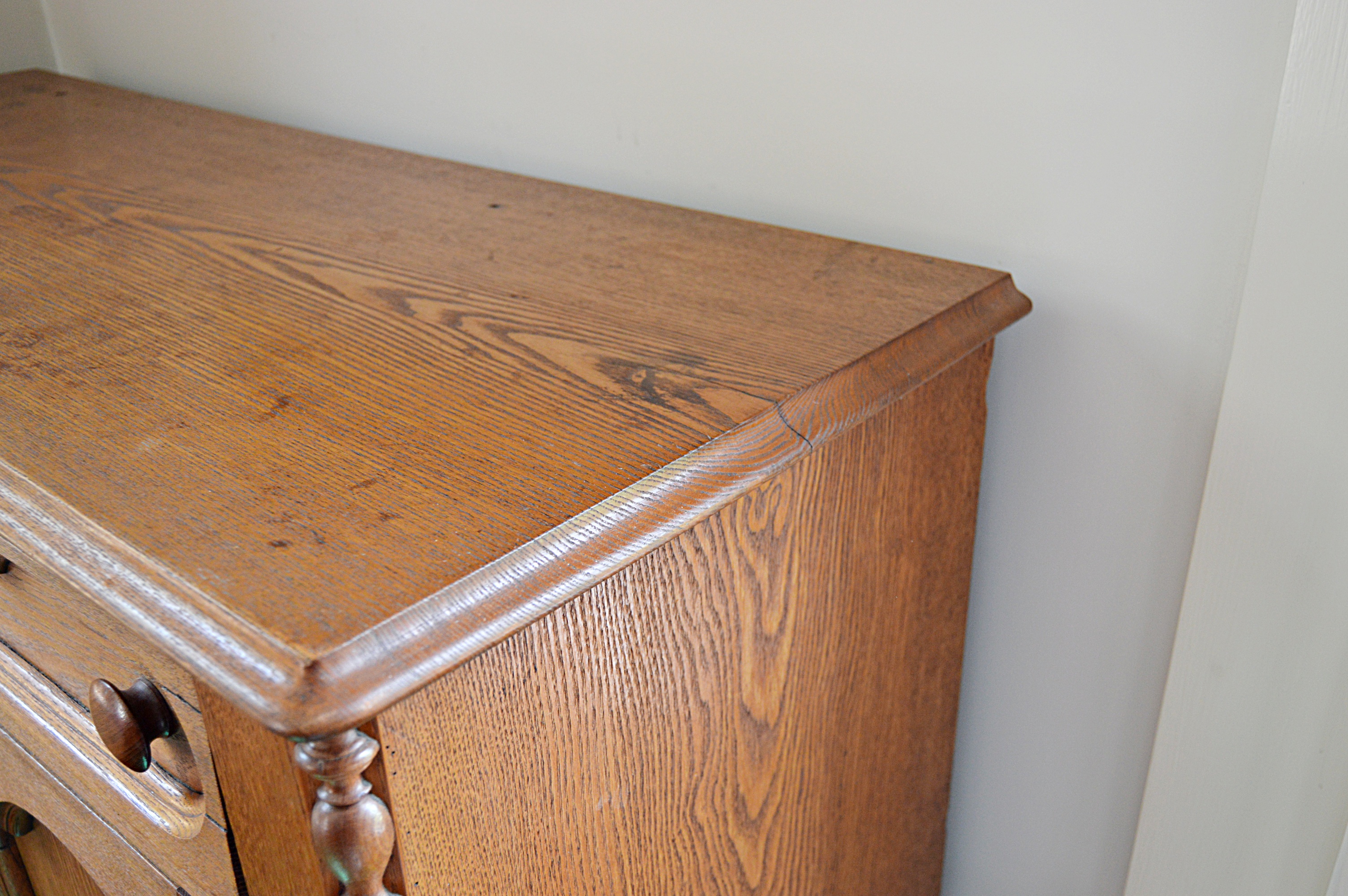 Gothic Victorian Chestnut Cabinet and Wall Mirror