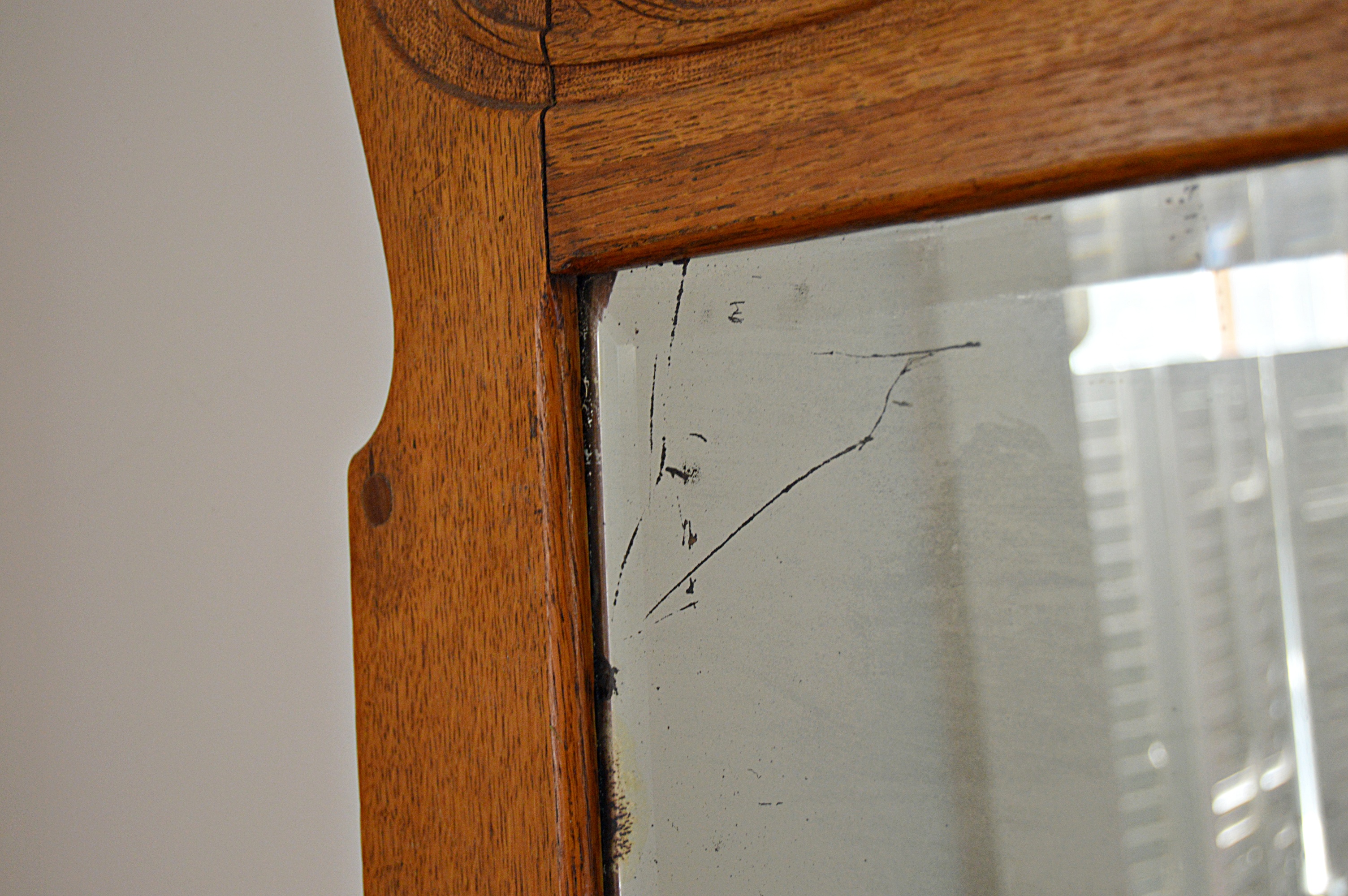 Gothic Victorian Chestnut Cabinet and Wall Mirror