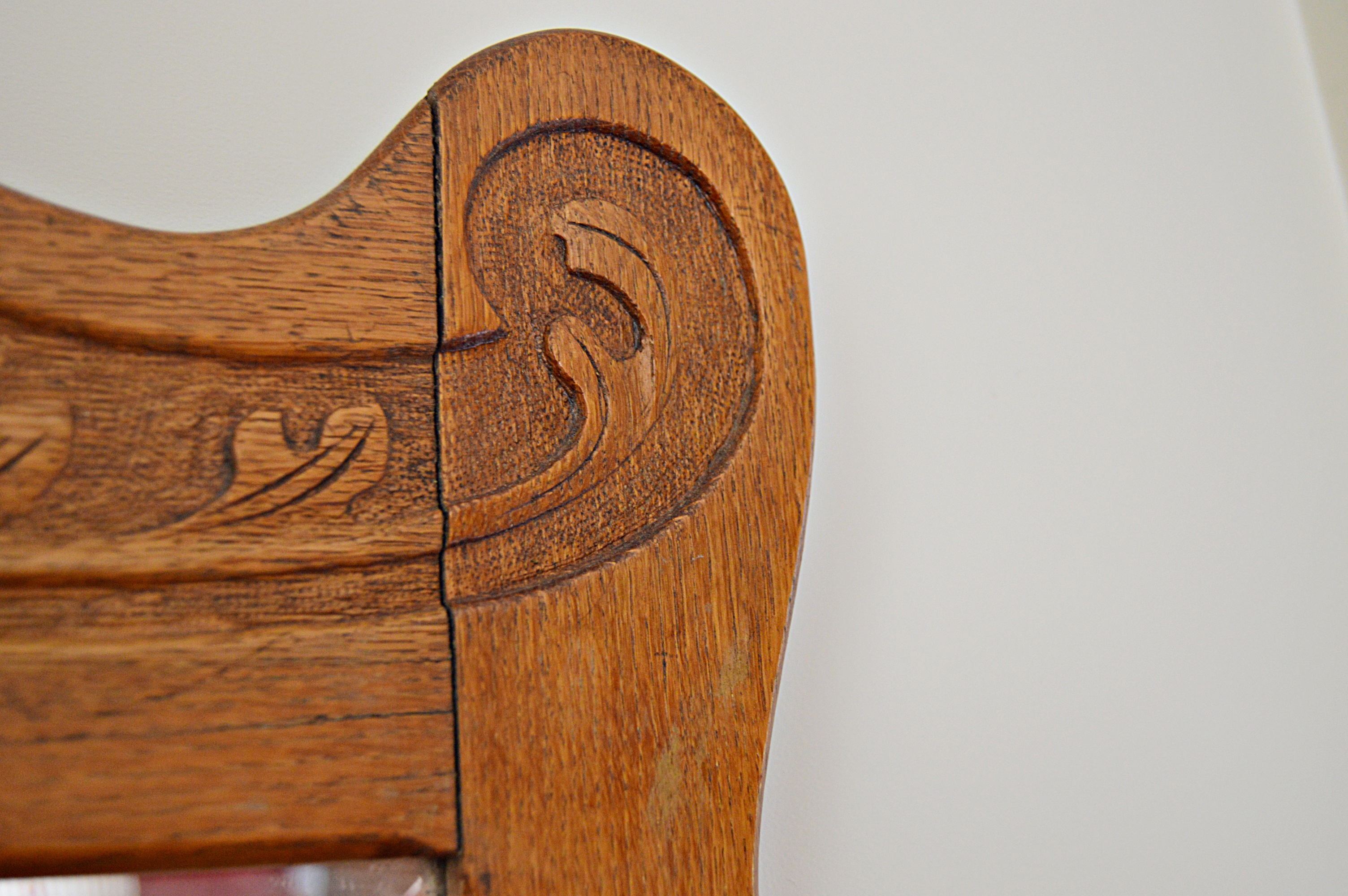 Gothic Victorian Chestnut Cabinet and Wall Mirror