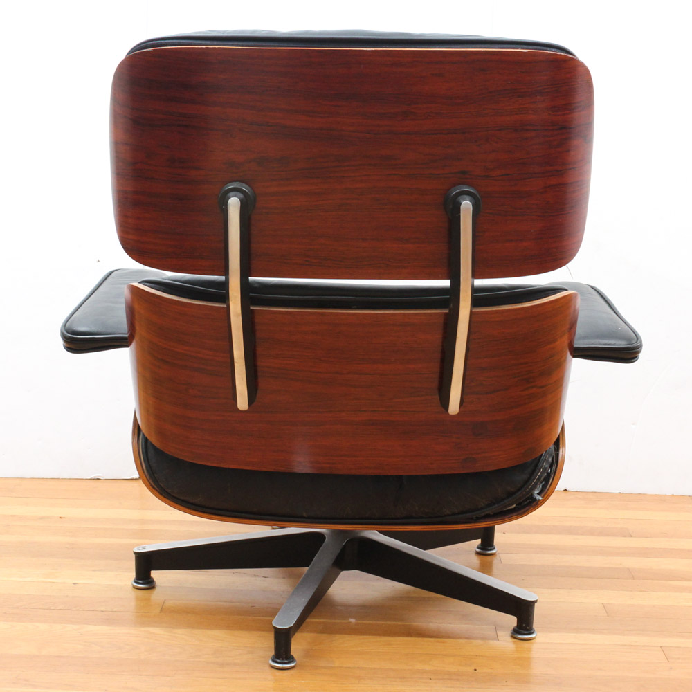 Rare 1956 Rosewood Eames Lounge Chair with Later Ottoman