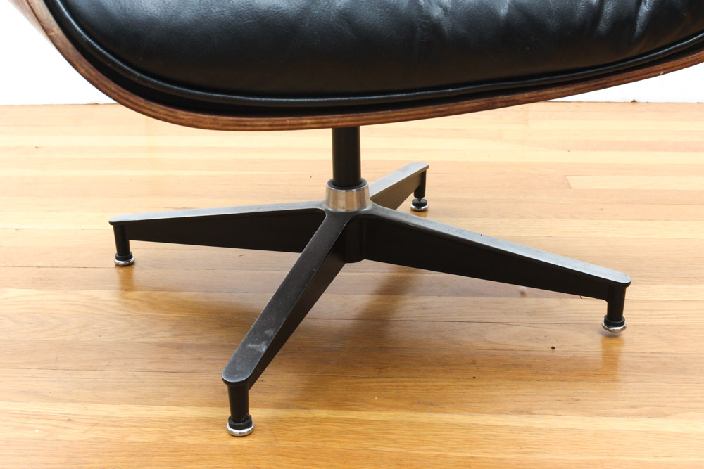Rare 1956 Rosewood Eames Lounge Chair with Later Ottoman