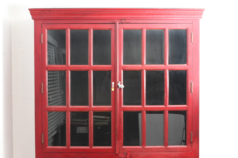 "Rojo" Red Tall Cabinet by Crate & Barrel
