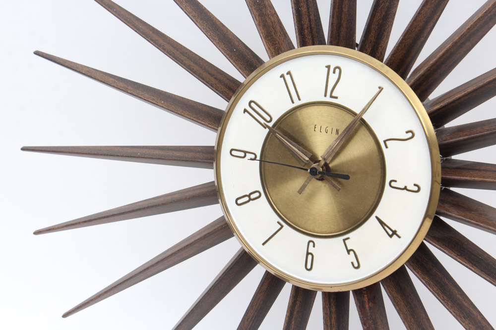Mid Century Modern Elgin Starburst Wall Clock