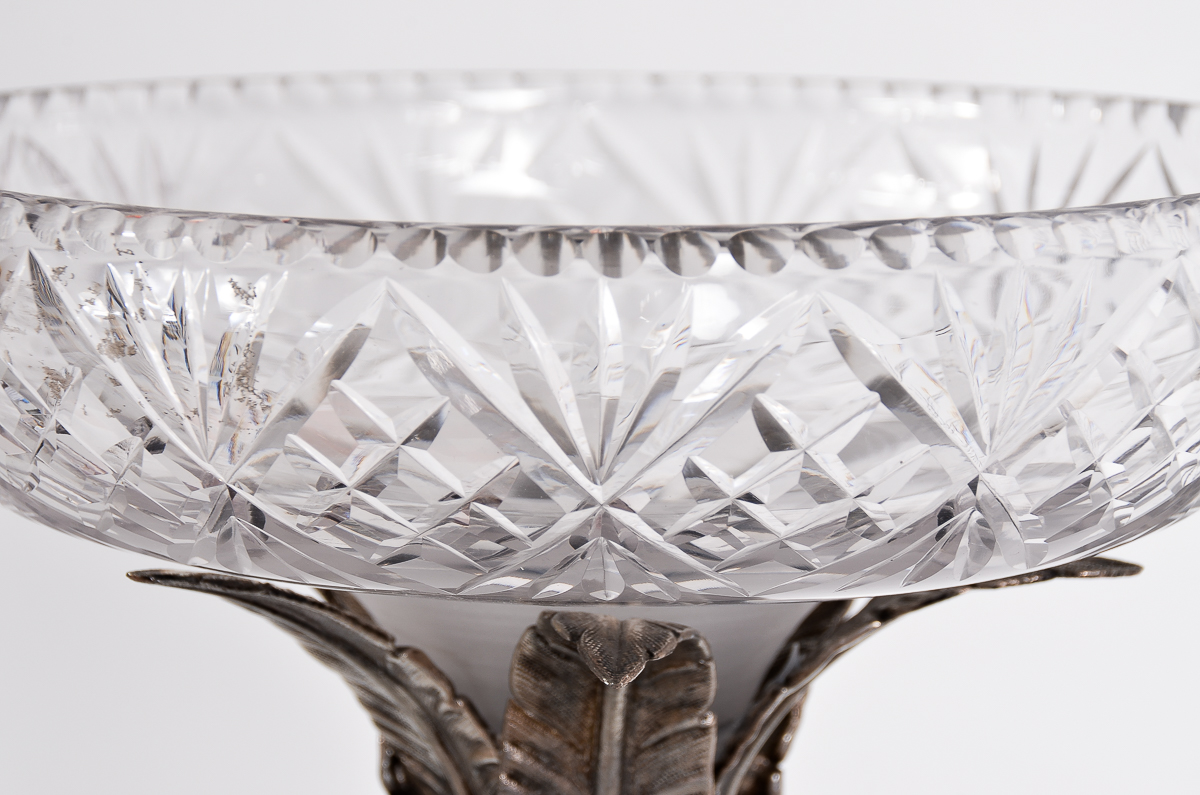 Antique English Crystal Compote with Camel Motif