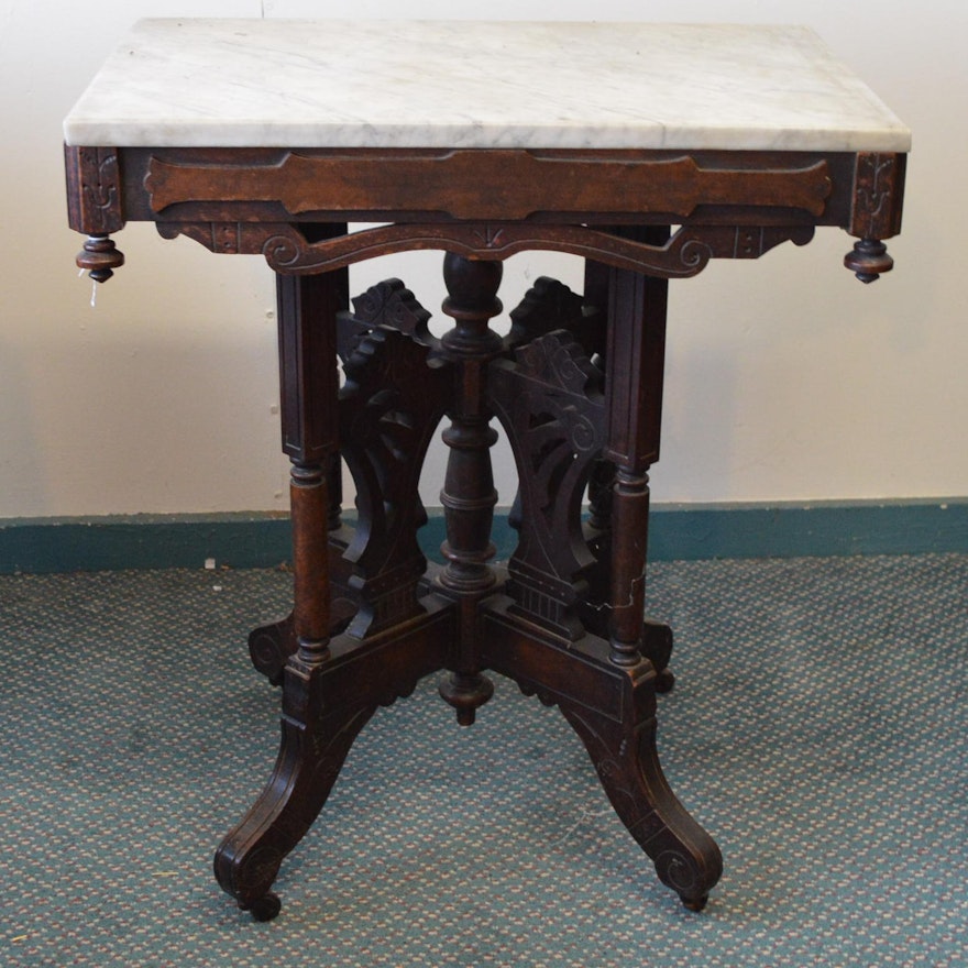 Marble-Topped Eastlake Style Side Table