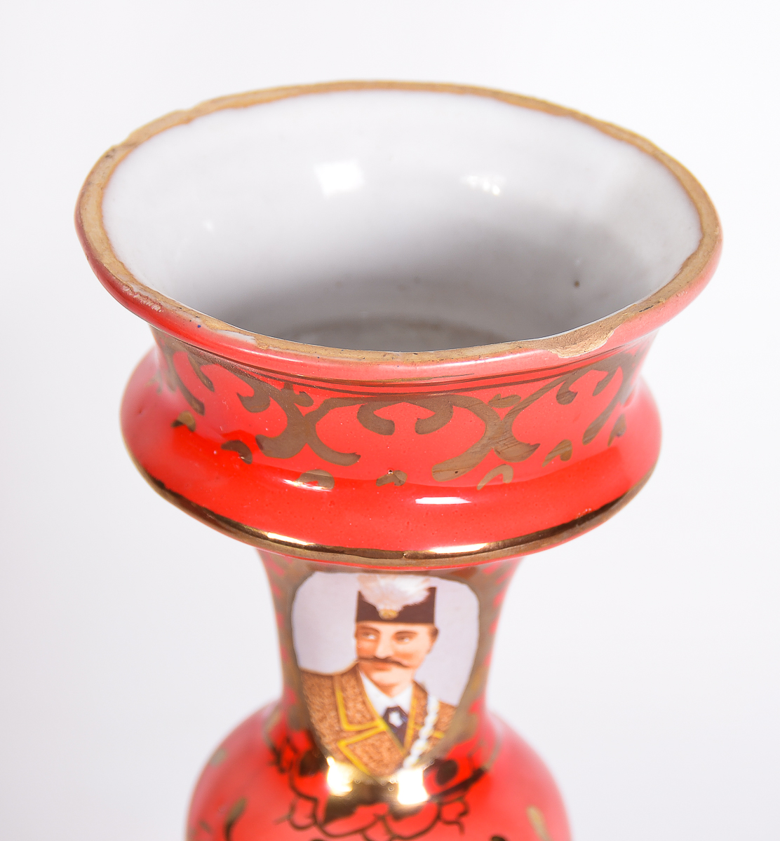 Antique Ceramic Hookah Pieces with 19th Century Shah of Iran Portraits