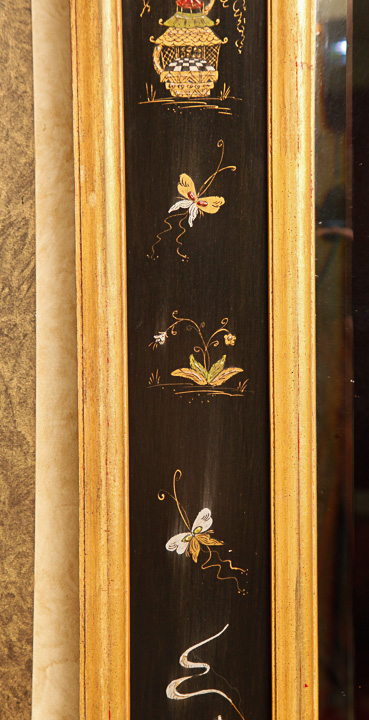 Asian Inspired Gold Tone and Black Wall Mirror